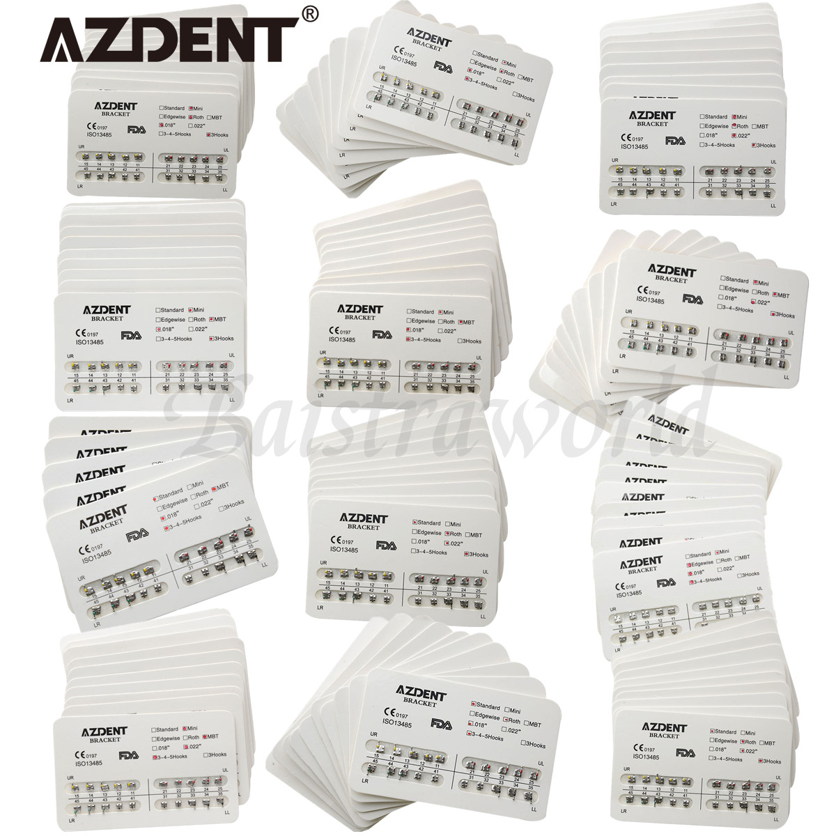Dental Ortho Metal Brackets Braces Standard/MiNi Roth .022 Hooks 3-4-5 AZDENT