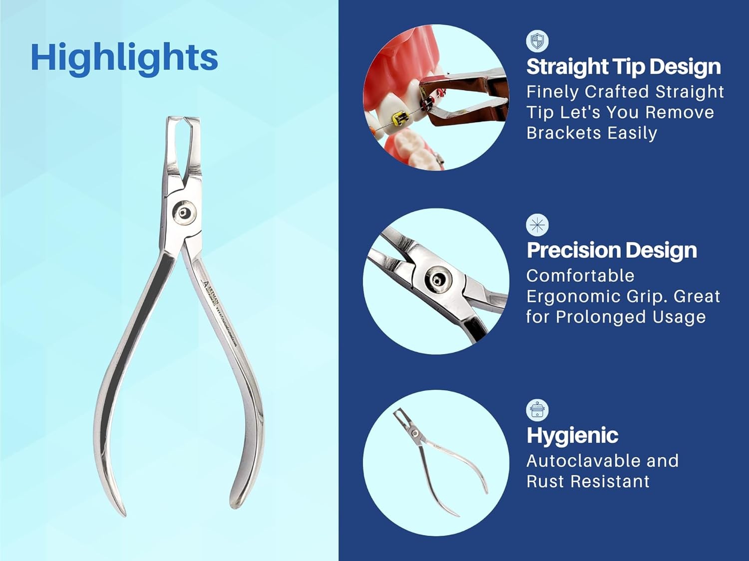 ARTMAN INSTRUMENTS Braces Removal Tool Orthodontic Bracket Removing Silver