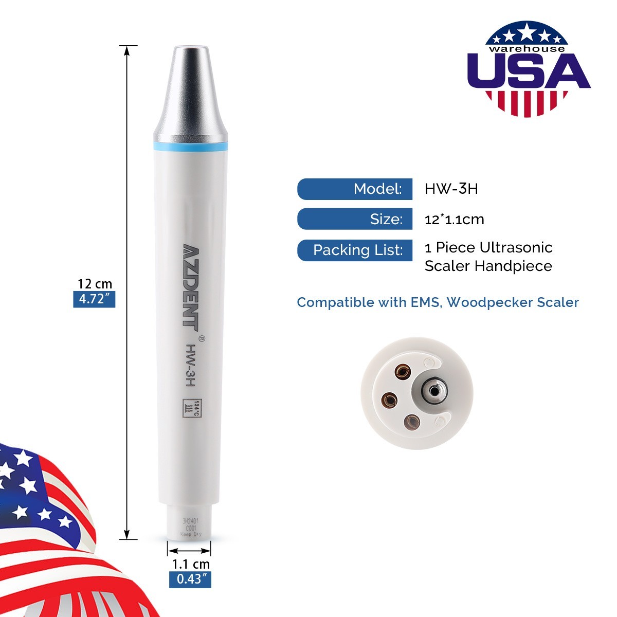 Dental Ultrasonic Piezo Scaler Handpiece LED Fit EMS/WOODPECKER/DTE/SATELEC
