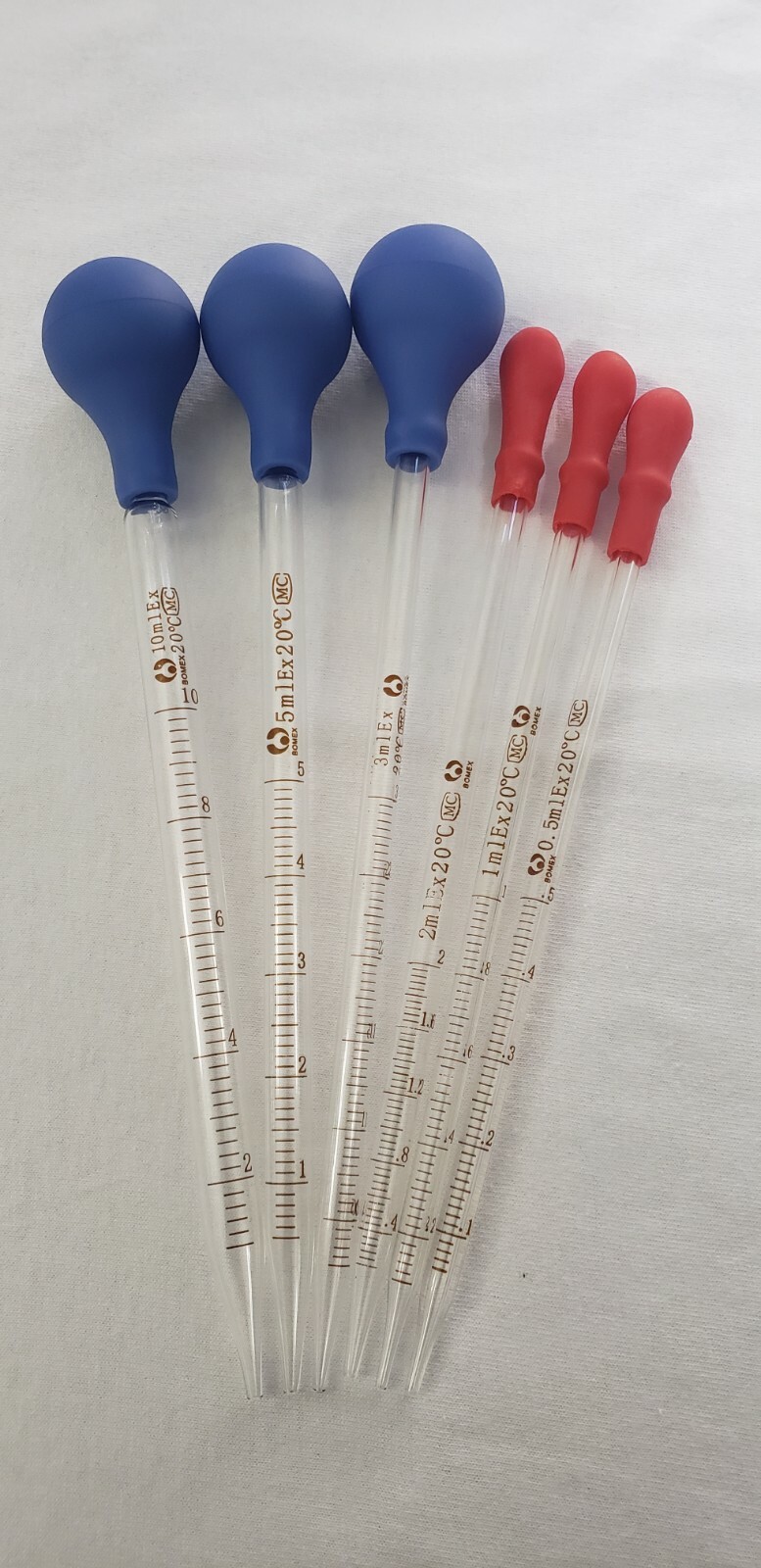 Set of 6 Glass Graduated Lab Pipette Droppers for Liquid & Oil 0.5/1/2/3/5/10ml