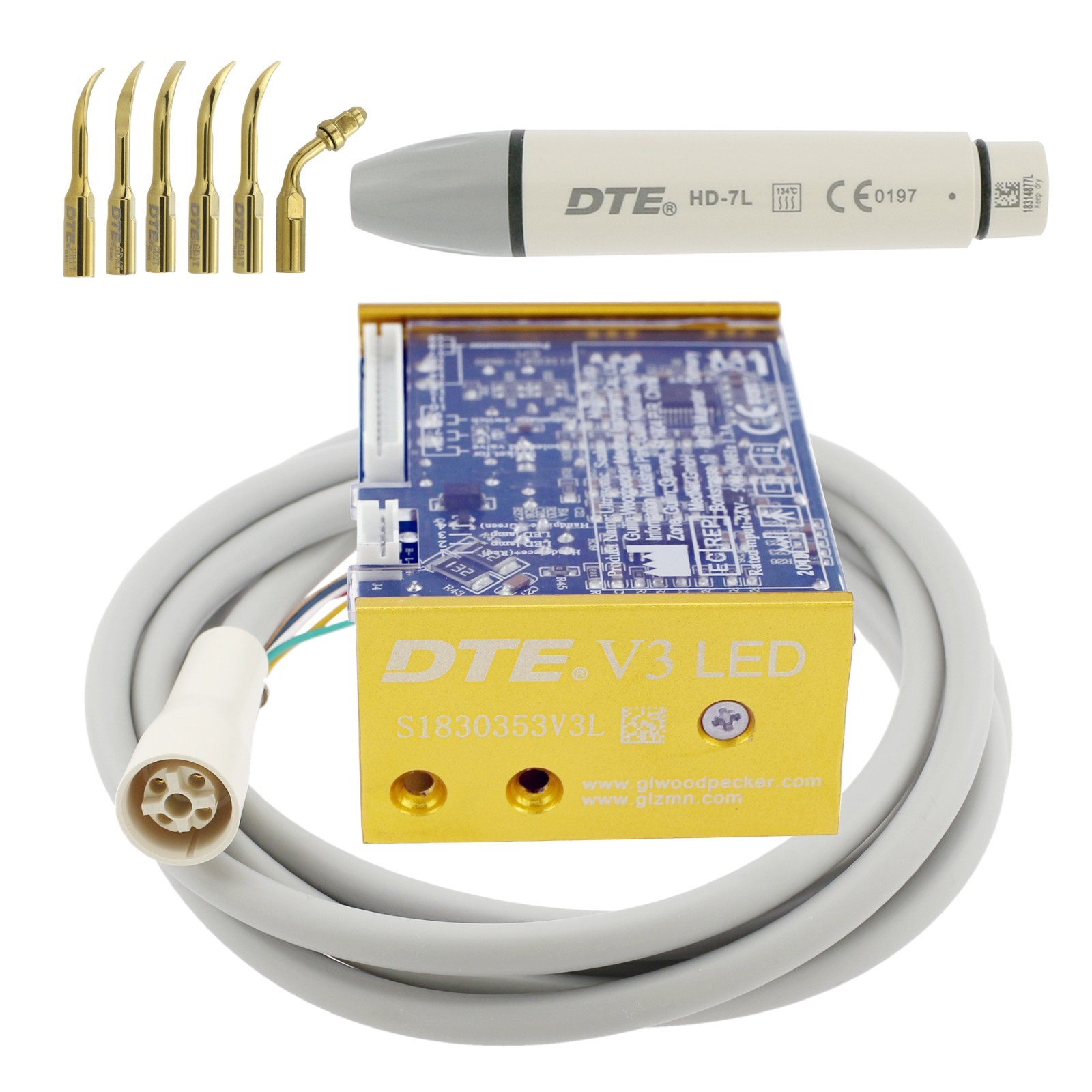 Woodpecker Ultrasonic Scaler DTE V2 V3 LED Handpiece HD-7L Dental Endo Piezo Tip