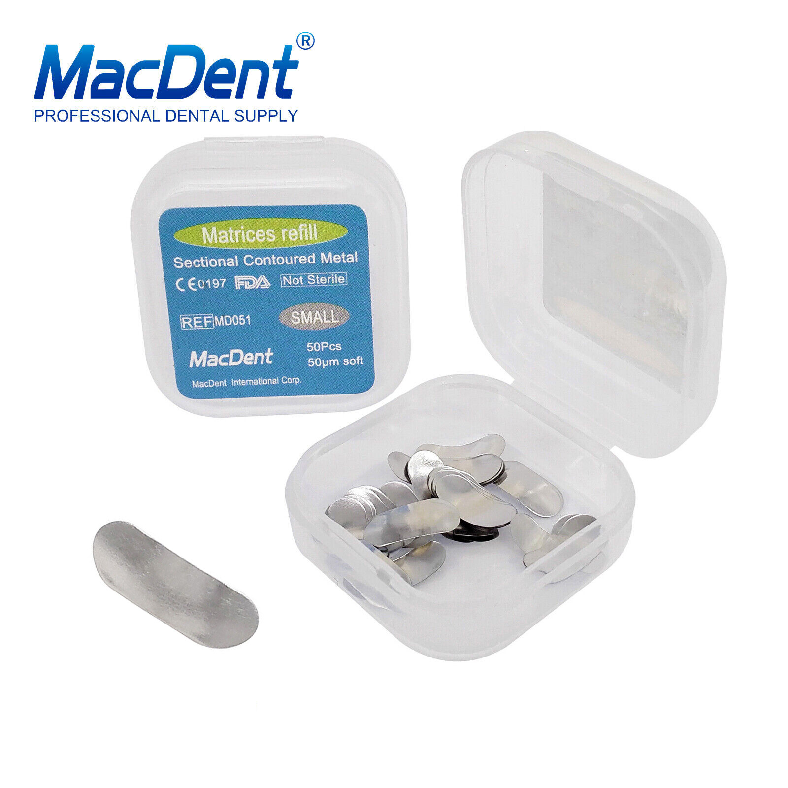 50Pcs/box MacDent Dental Sectional Contoured Matrices Matrix Bands Refill S/M/L