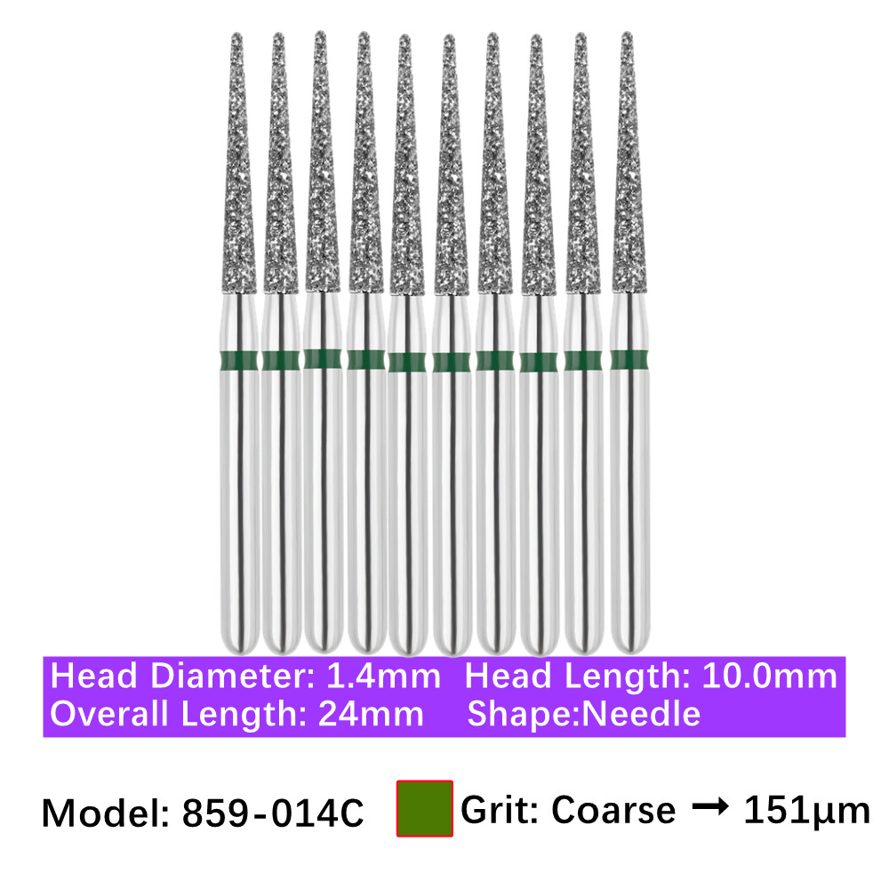 10pc Vakker Friction Grip Diamond Burs Needle Burs for High Speed Handpiece