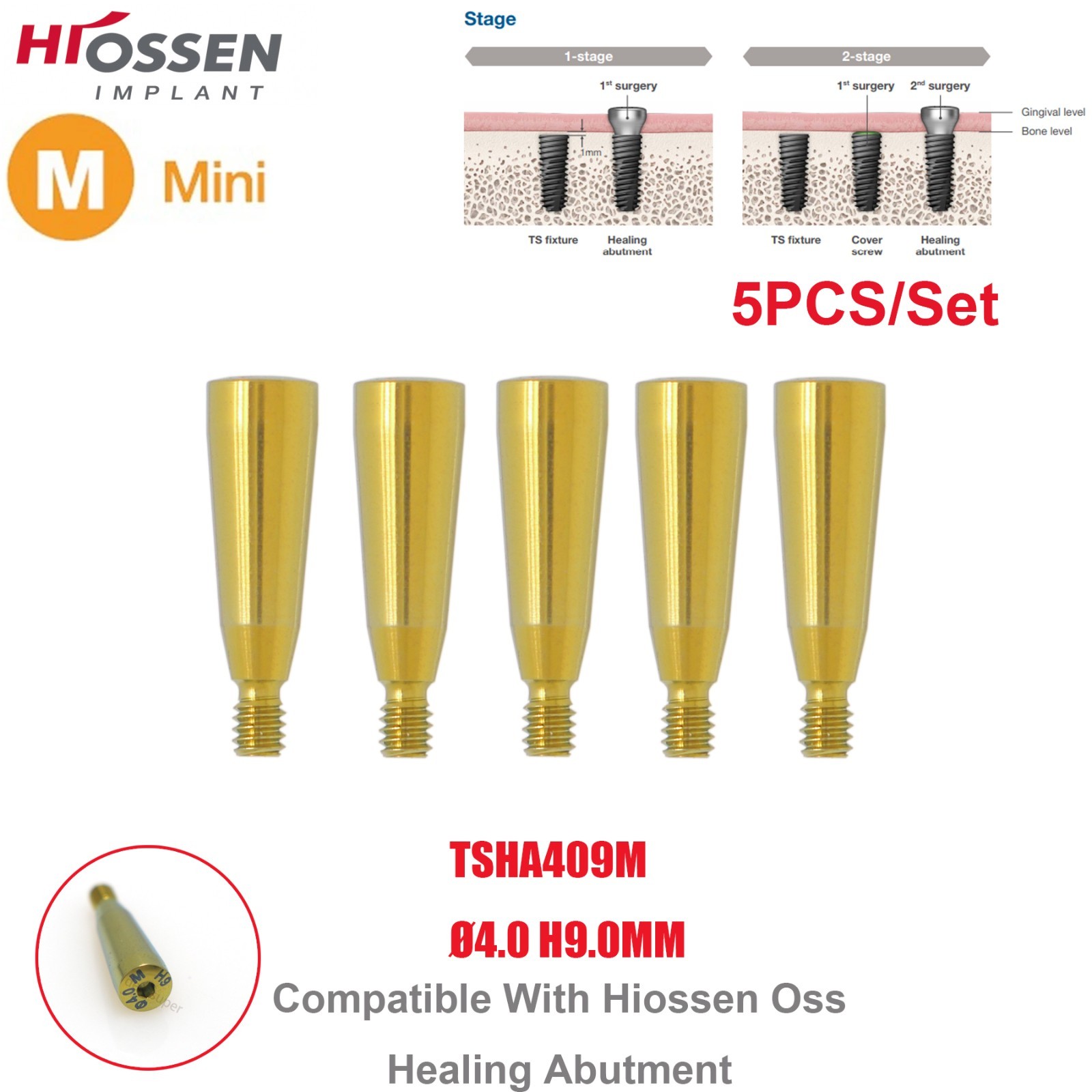US 5Pcs Dental Healing Abutment Mini/Regular Hiossen Osstem ET TS Ti Implant Cap