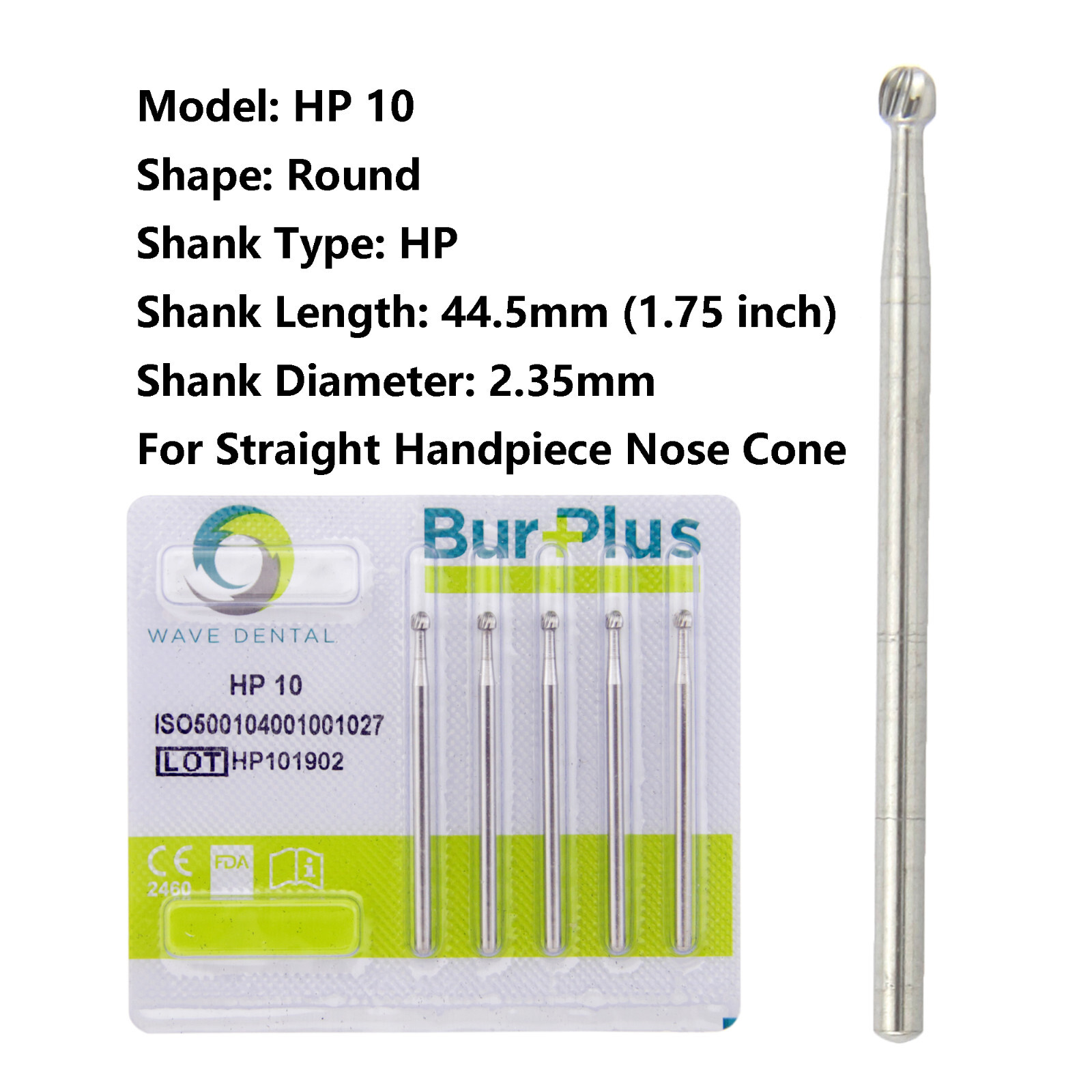 Wave Dental Round Surgical Burs Carbide for Straight Handpiece HP 1/4 2 3 4 5 6