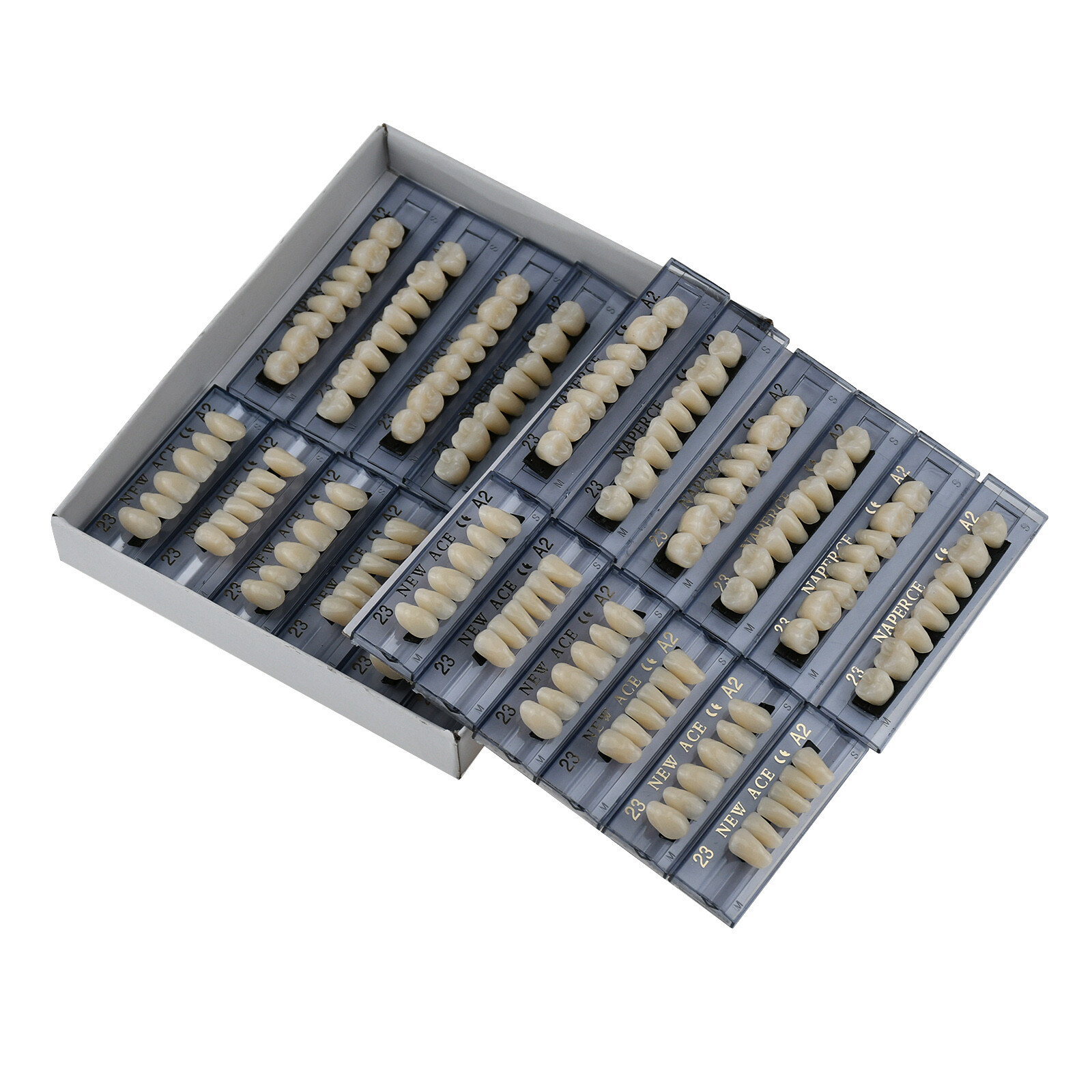 168pcs Denture Acrylic Resin Shade 23#A2 Dental Teeth Upper Lower Full Set Tooth