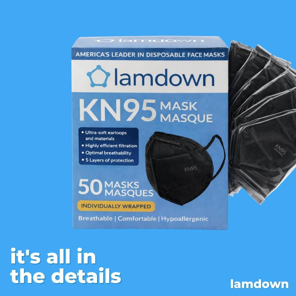 Kn95 Face Masks, Individually Wrapped, Premium Disposable Dust Mask, Black