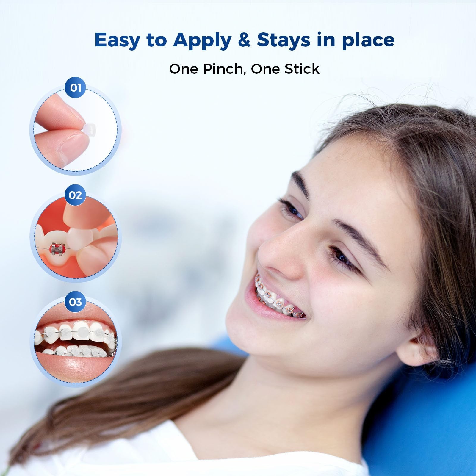 JMU Orthodontic Wax for Braces Relief, 120 Dental Dots with 120 Count