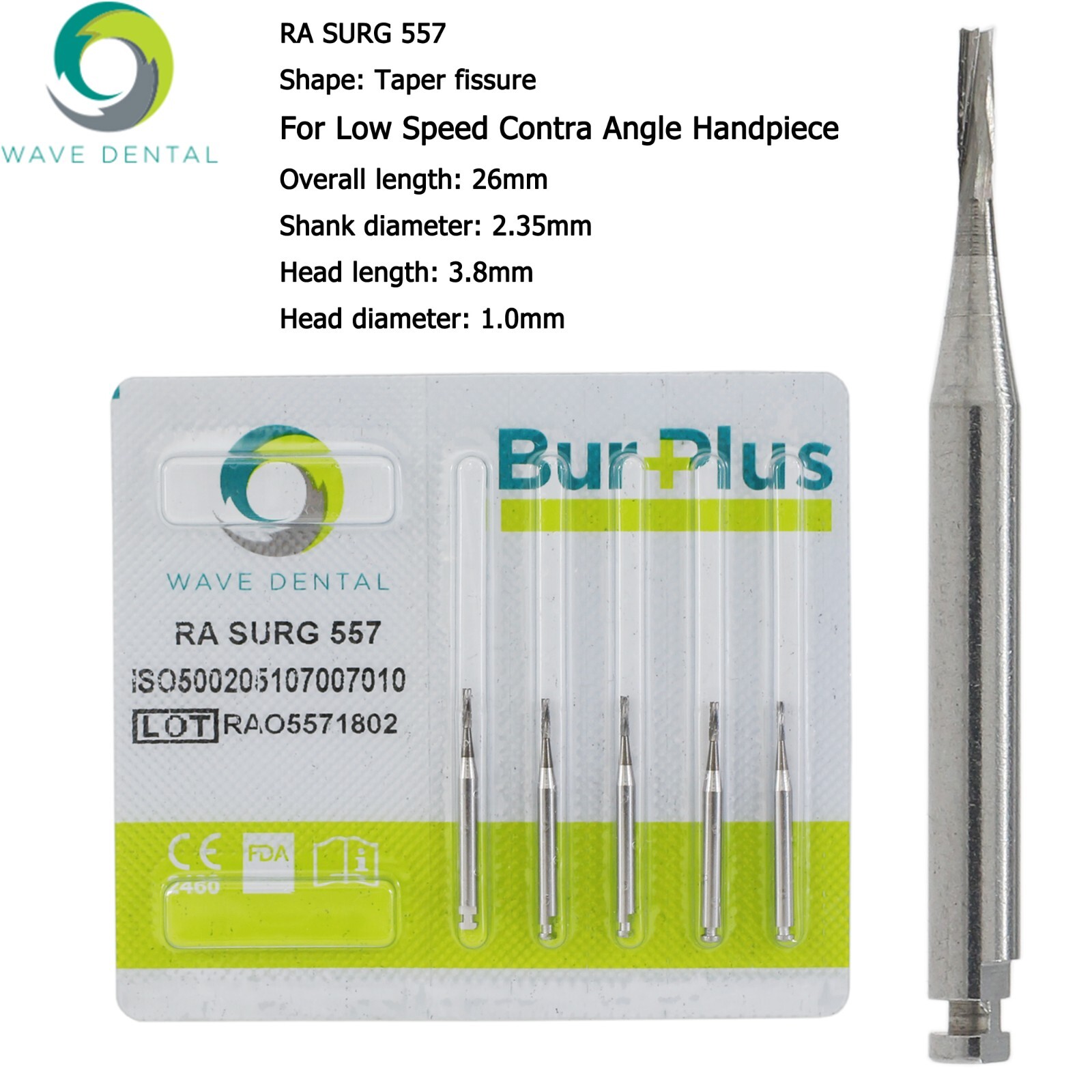 Wave Dental Carbide Round RA Burs Latch Surgical Length Bur RA SURG Contra Angle