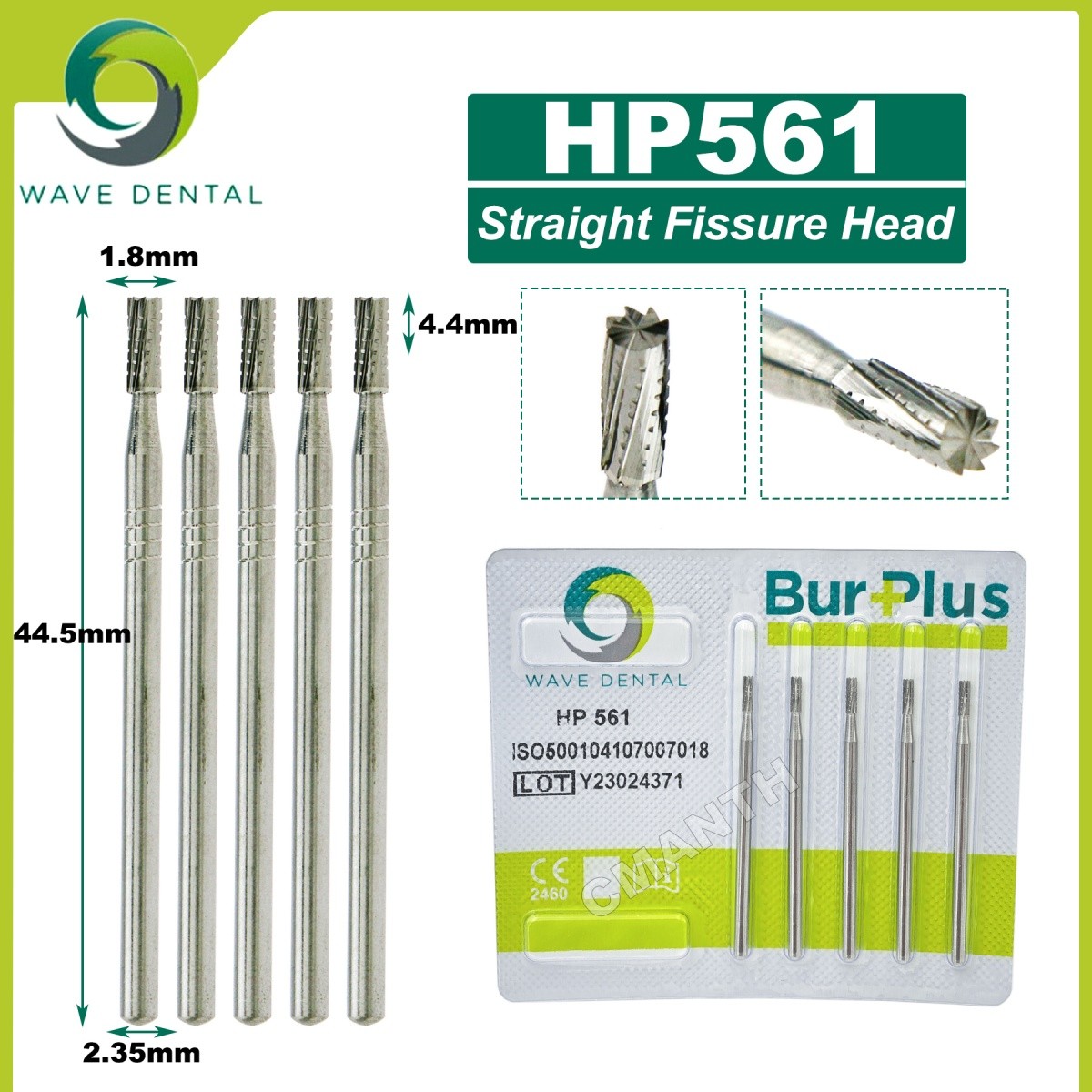 WAVE Dental Tungsten Carbide Burs Low Speed Straight Fissure Head HP Bur 2.35mm