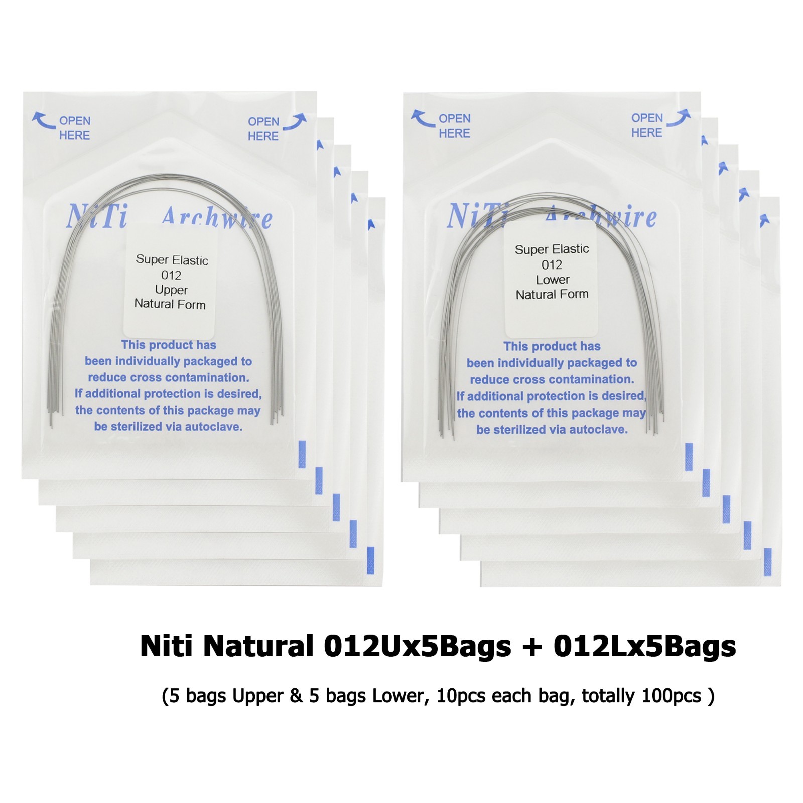 Dental Orthodontic Arch Wire Natural Form Niti Stainless Steel Round Rectangular