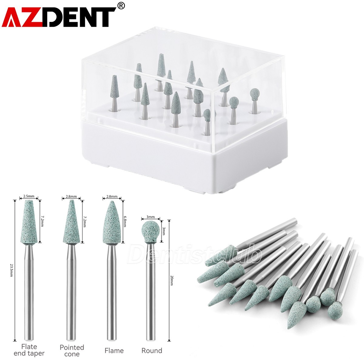 12pcs Dental High Speed Green Stone Polishing Burs Coarse Grit FG Abrasion Burs