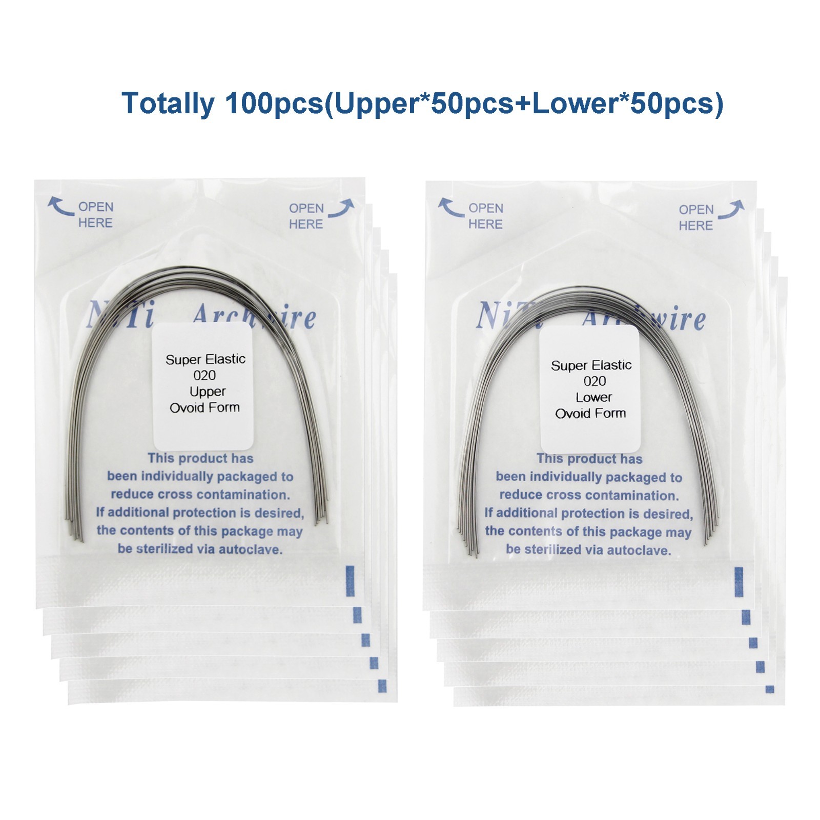100pcs Dental Orthodontic Arch Wires Niti Stainless Steel Round Rectangular