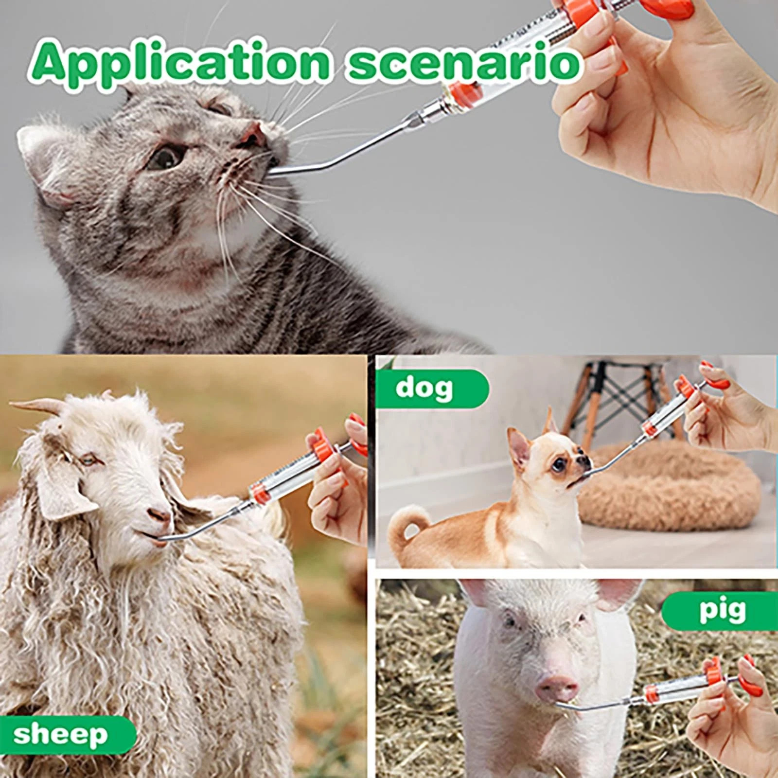 2 Pieces Goat Syringe with 4 Drench Nozzle Adjustable Dosage ,Reusable Drench…