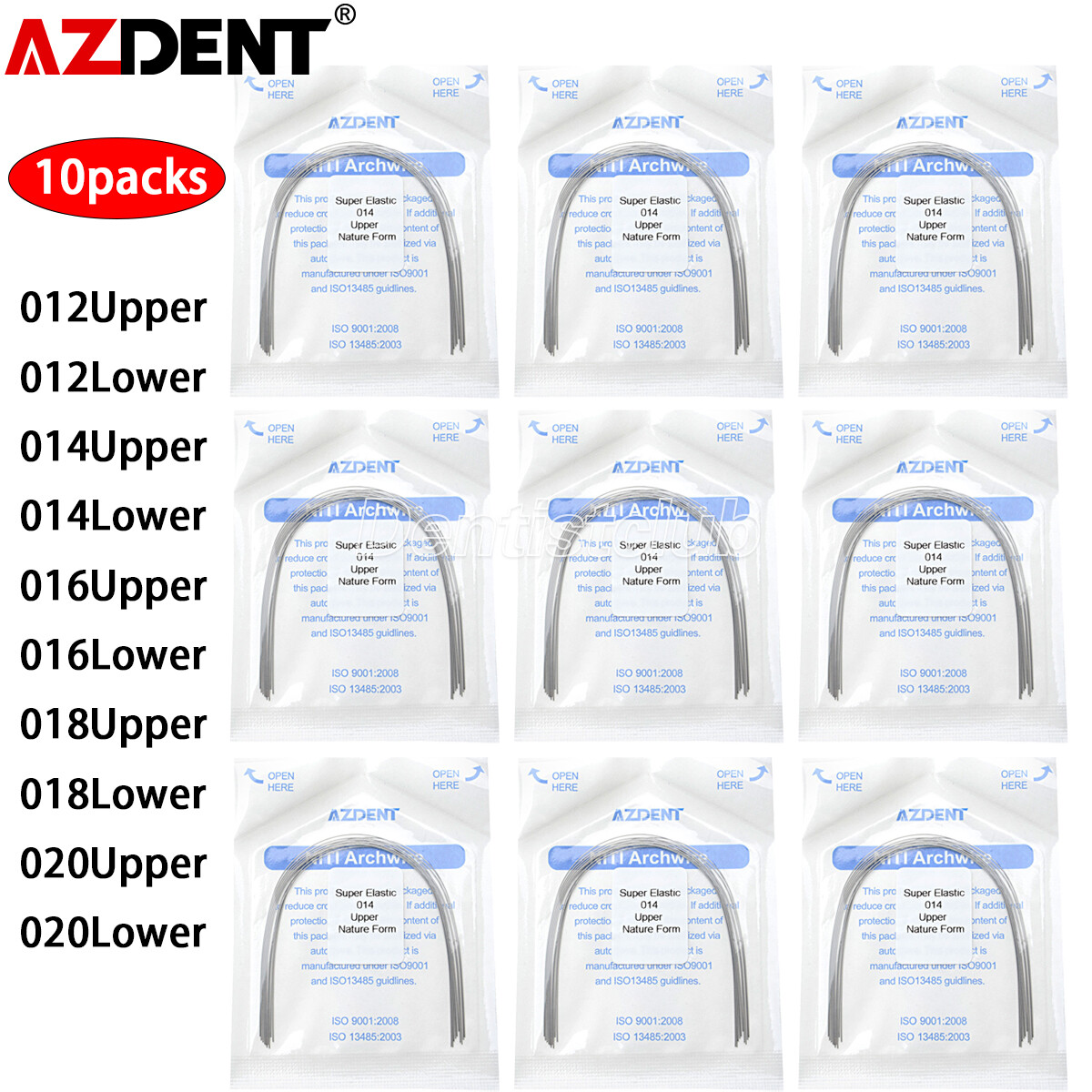 10X AZDENT Dental Orthodontic Super Elastic Niti Arch Wires Round Natural Form
