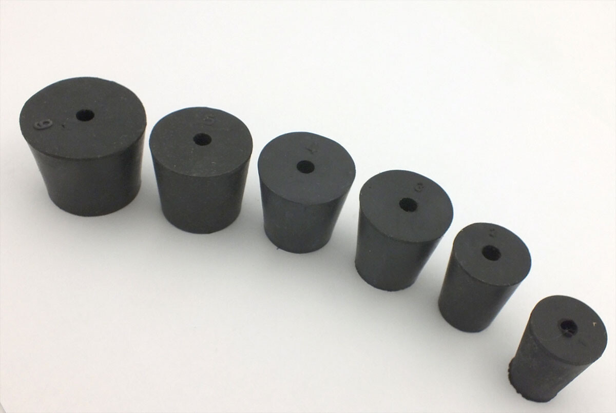 Rubber Laboratory Stoppers 1-hole Assortment in Sizes:1 2 3 4 5 6 #RS-ASST3