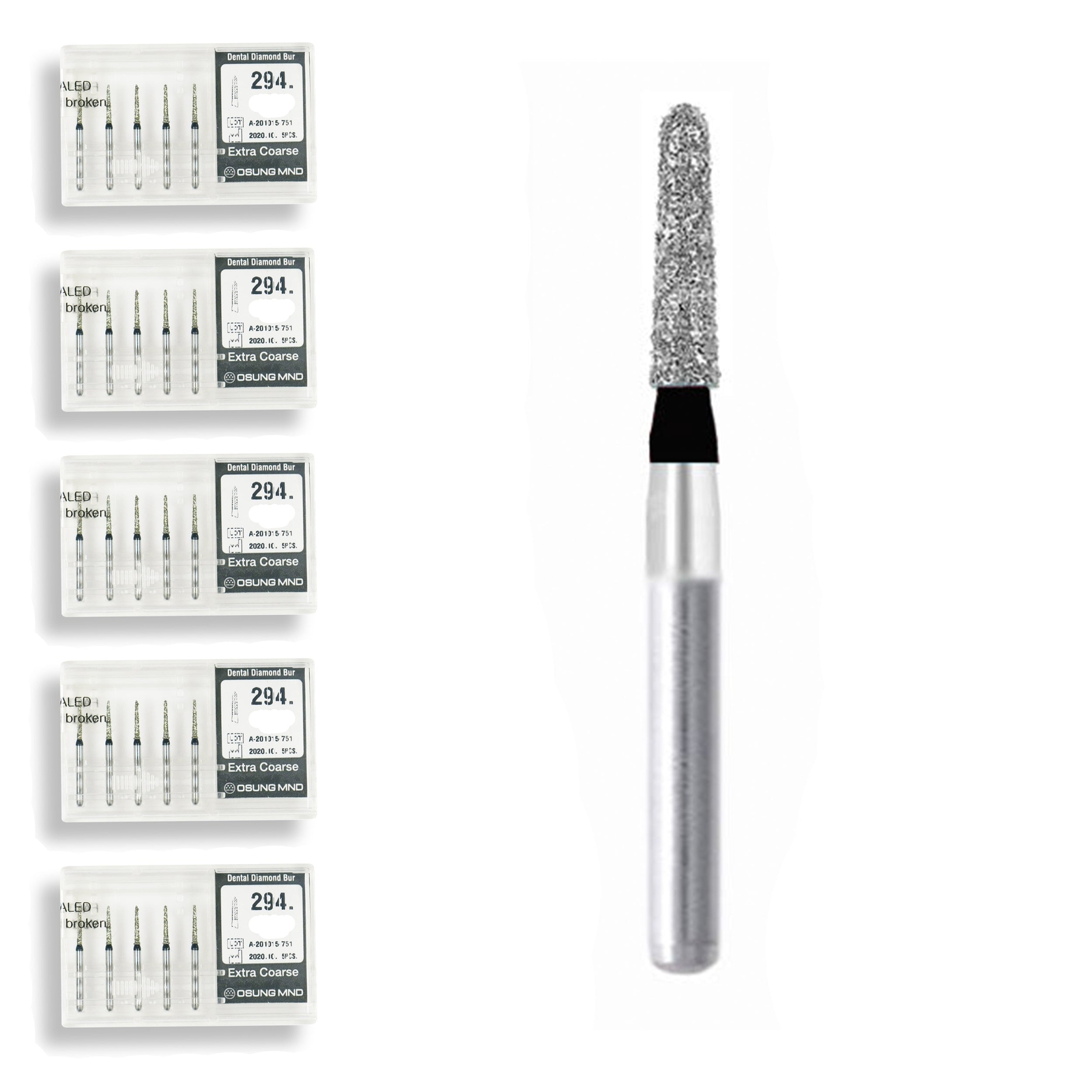 Torpedo, Conical 1.2 mm Dia. Extra Coarse Grit Diamond Dental Bur 25 Pcs