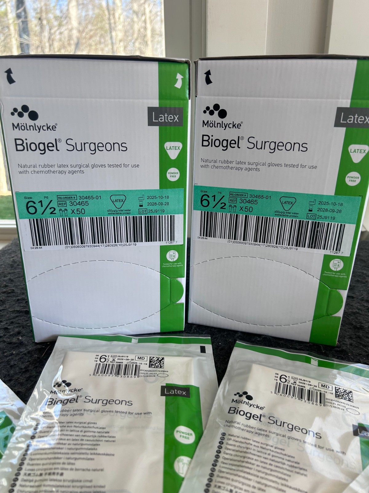 100 pairs Biogel Surgeon Latex Sterile Surgical Gloves 30465 -Size 6.5 exp 2028