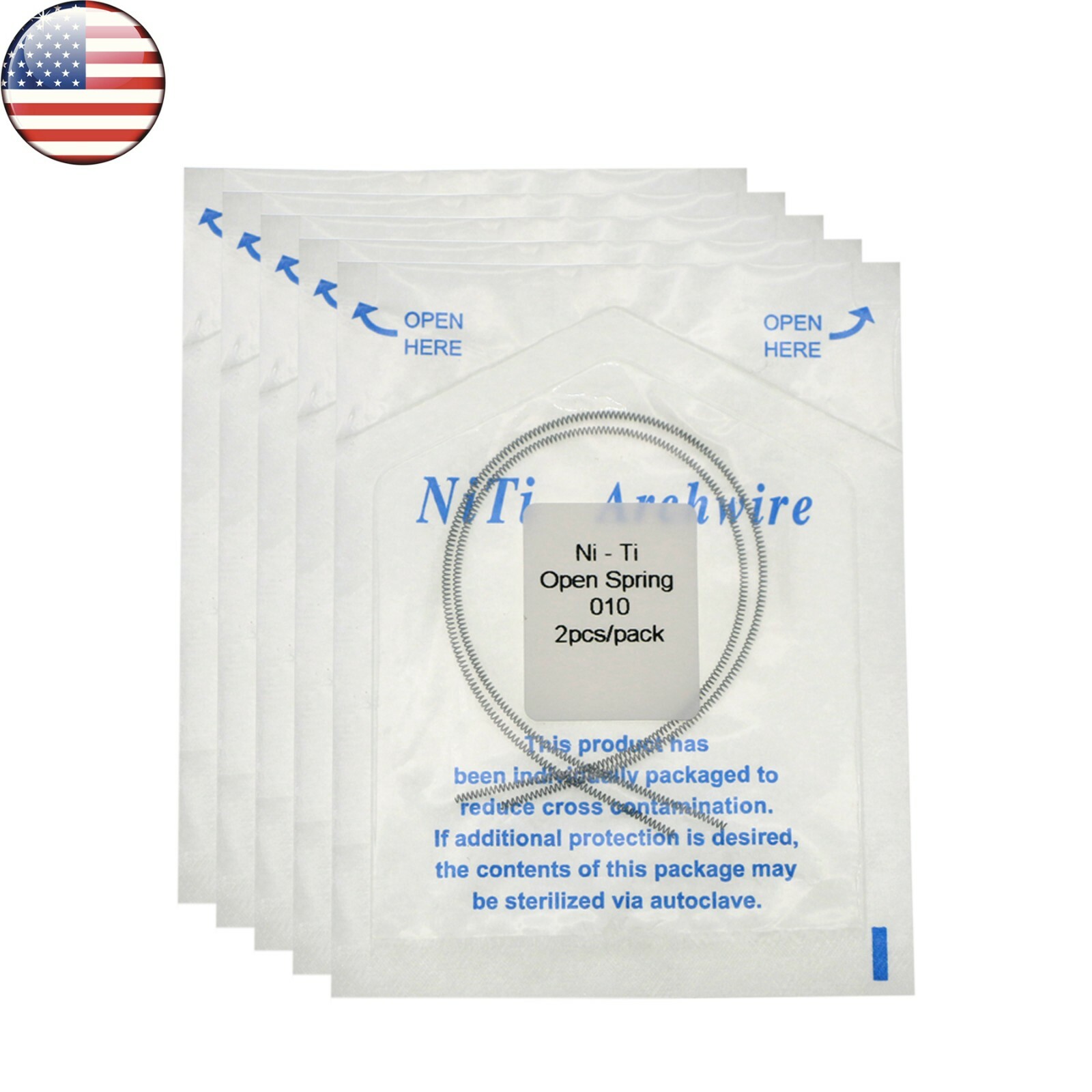 10 Pcs Dental Orthodontic NiTi 0.012/0.010*180 mm Open Coil Spring Medium Force