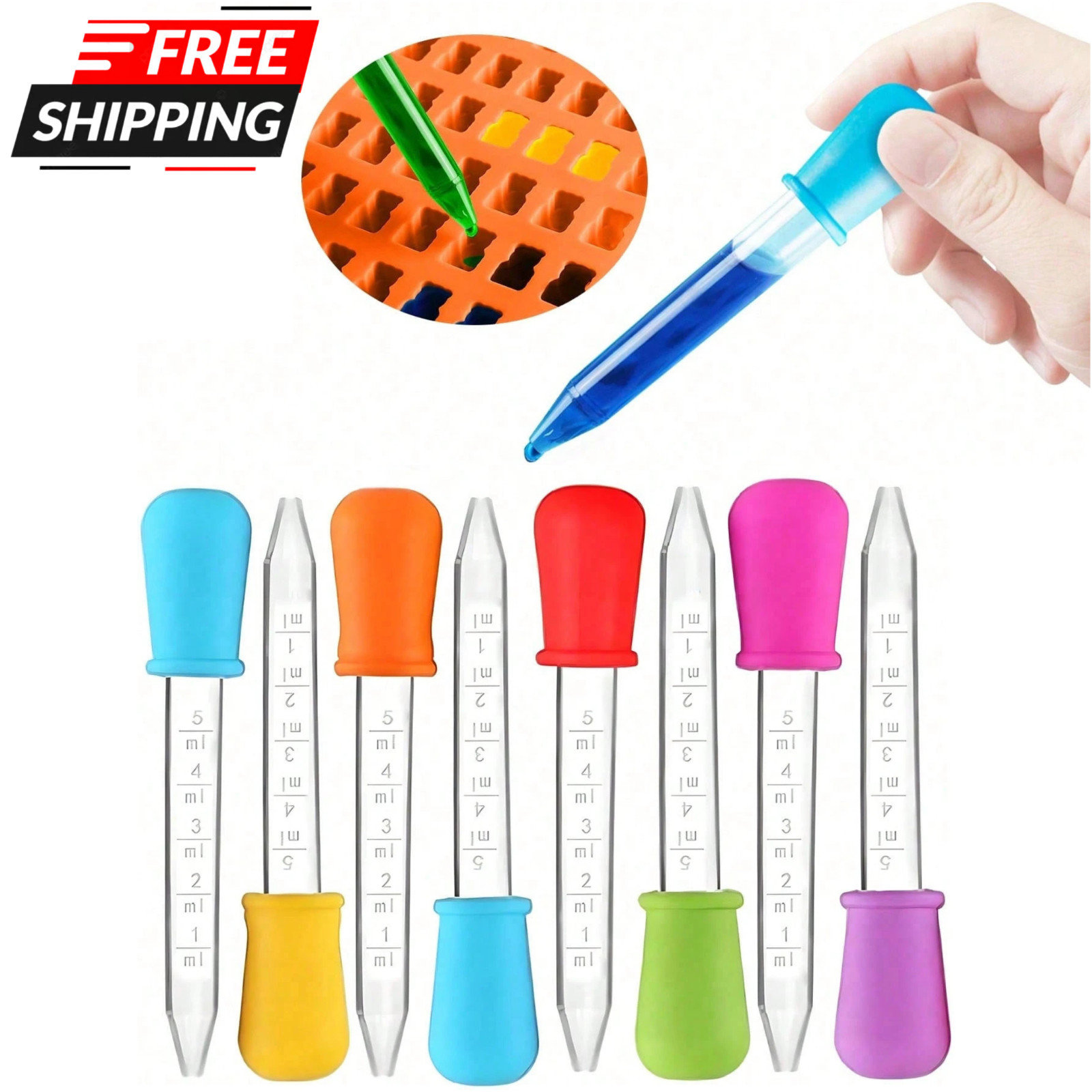 Medicine Dropper Silicone Calibrated Dropper 5ml Silicone Liquid Eye Ear Dropper