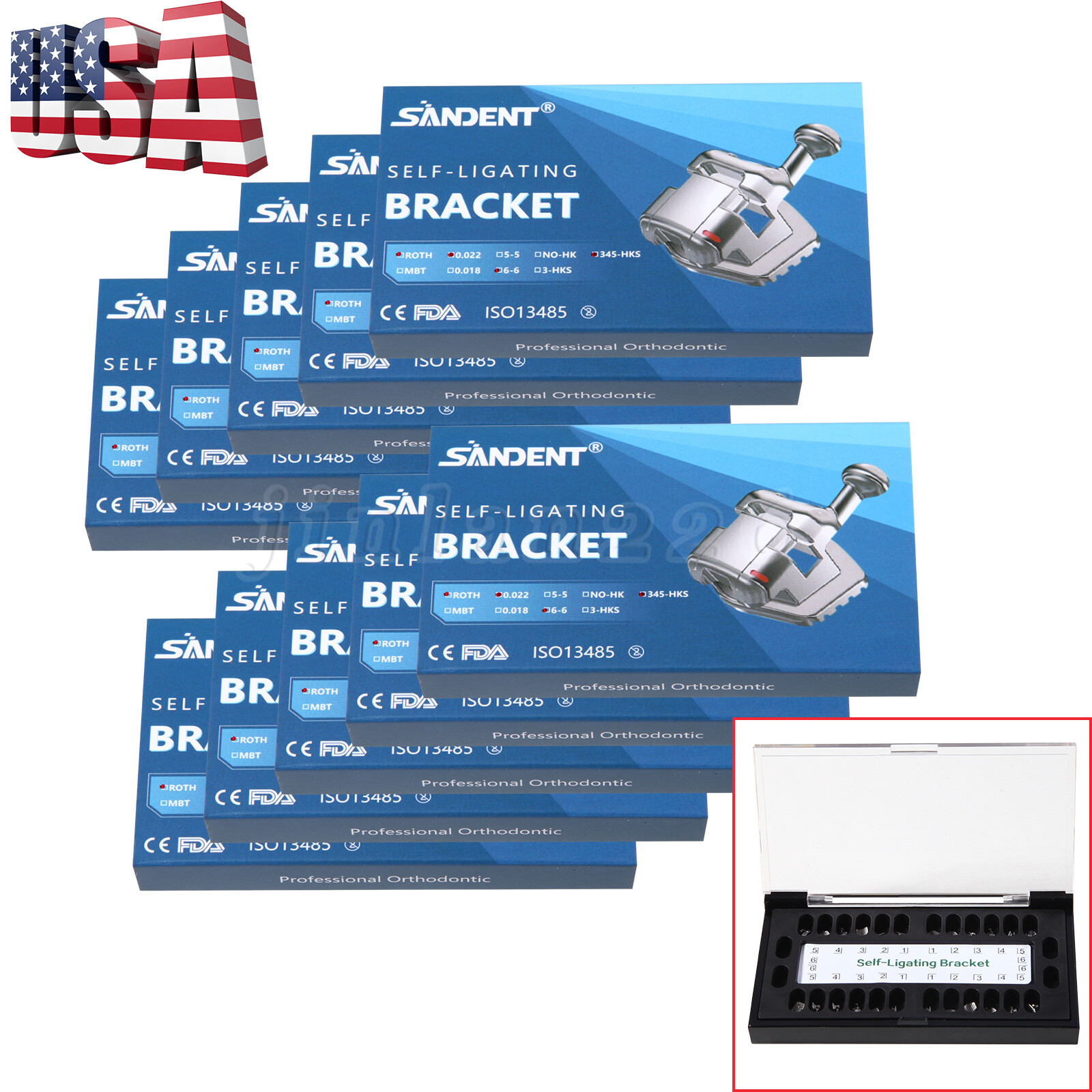 Dental Orthodontic Self Ligating Bracket Mini Roth.022 Hooks 345