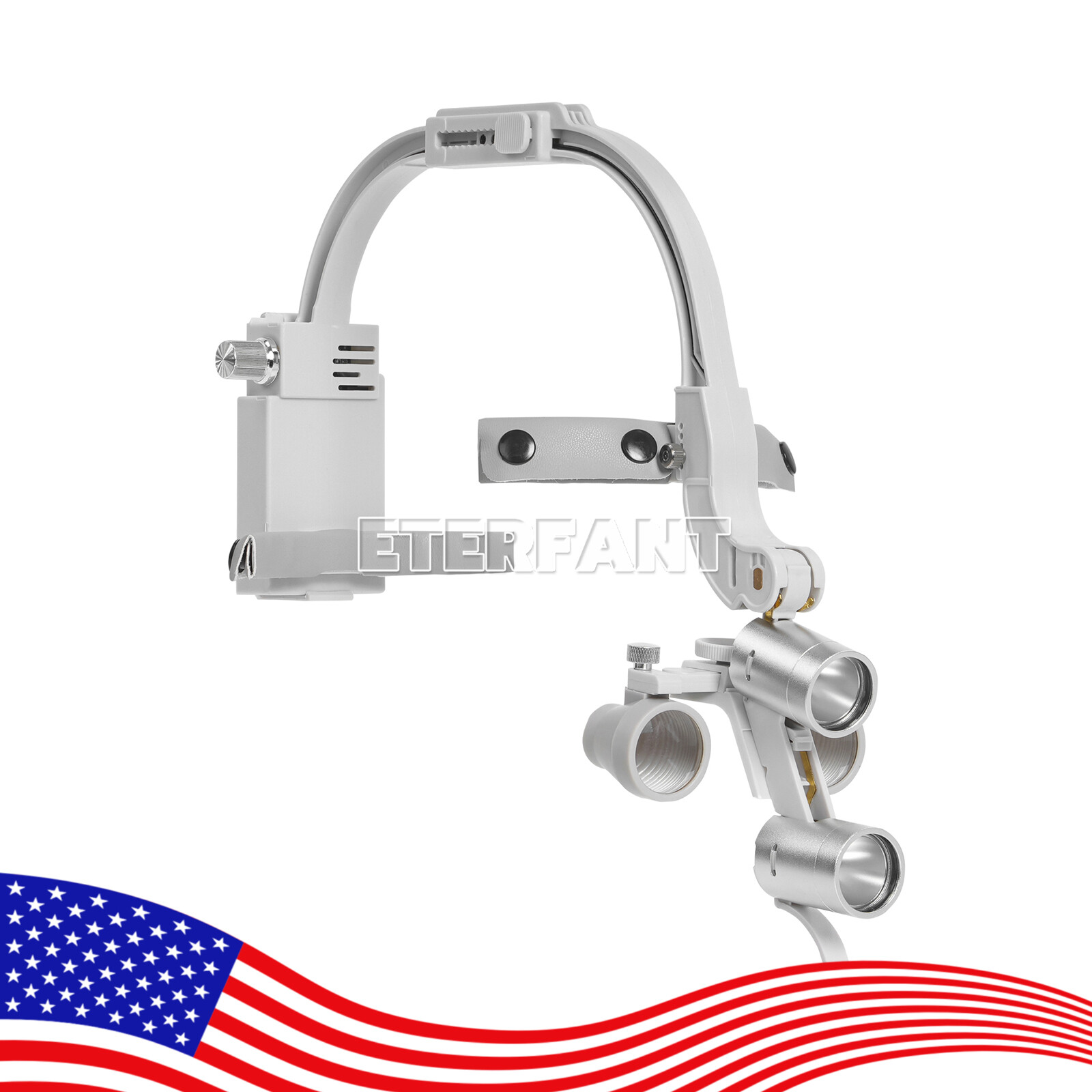 ETERFANT Dental 3.5X Headband Binocular Loupes+5W Dual LED Head Light 2 Leds
