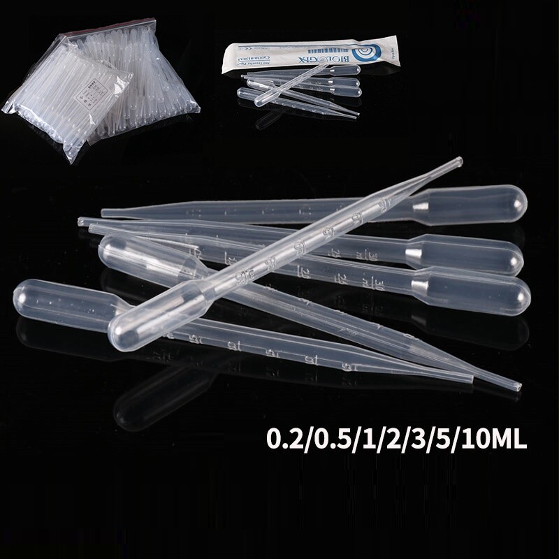 100 X Plastic Pipette Liquid Transfer Graduated Dropper 0.2/0.5/1/2/3/5/10ml
