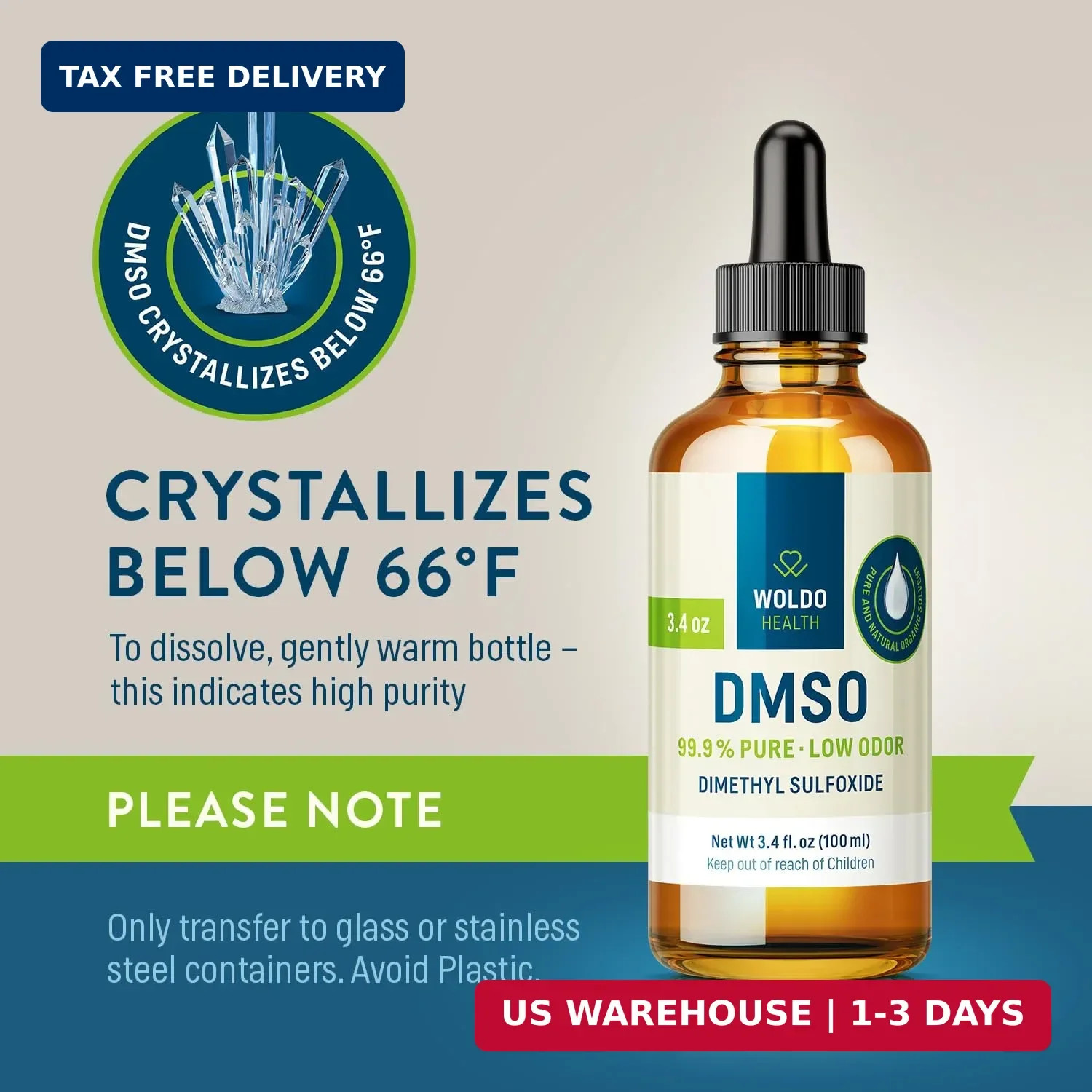 DMSO 99.9% Pharmaceutical Grade Liquid – 3.38 fl. oz | Pure Dimethyl Sulfoxide D