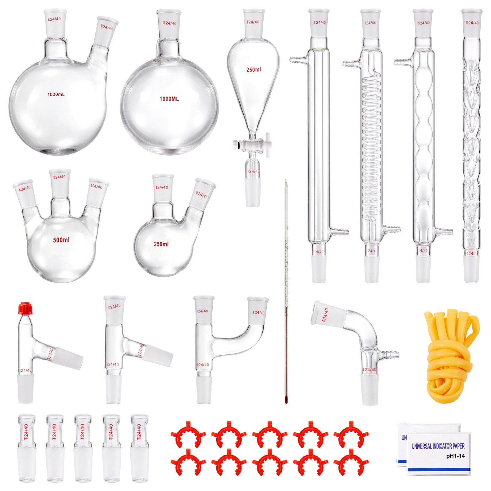 VEVOR Lab Glassware Distillation Kit 1000ml 3.3 Boro 32 pcs Glassware Equipment