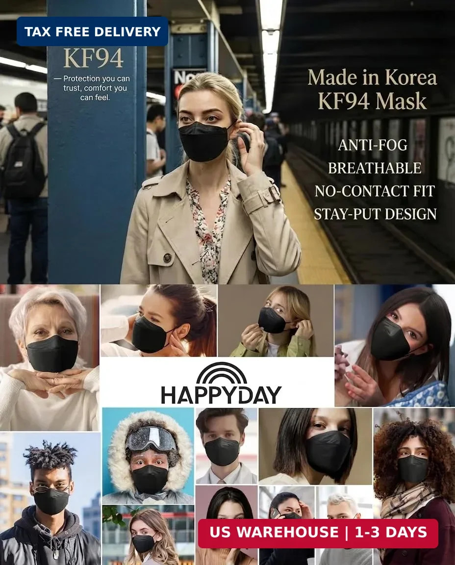 HAPPYDAY , 25 Packs, Made in KOREA Premium KF94 Micro Dust Protection Individual