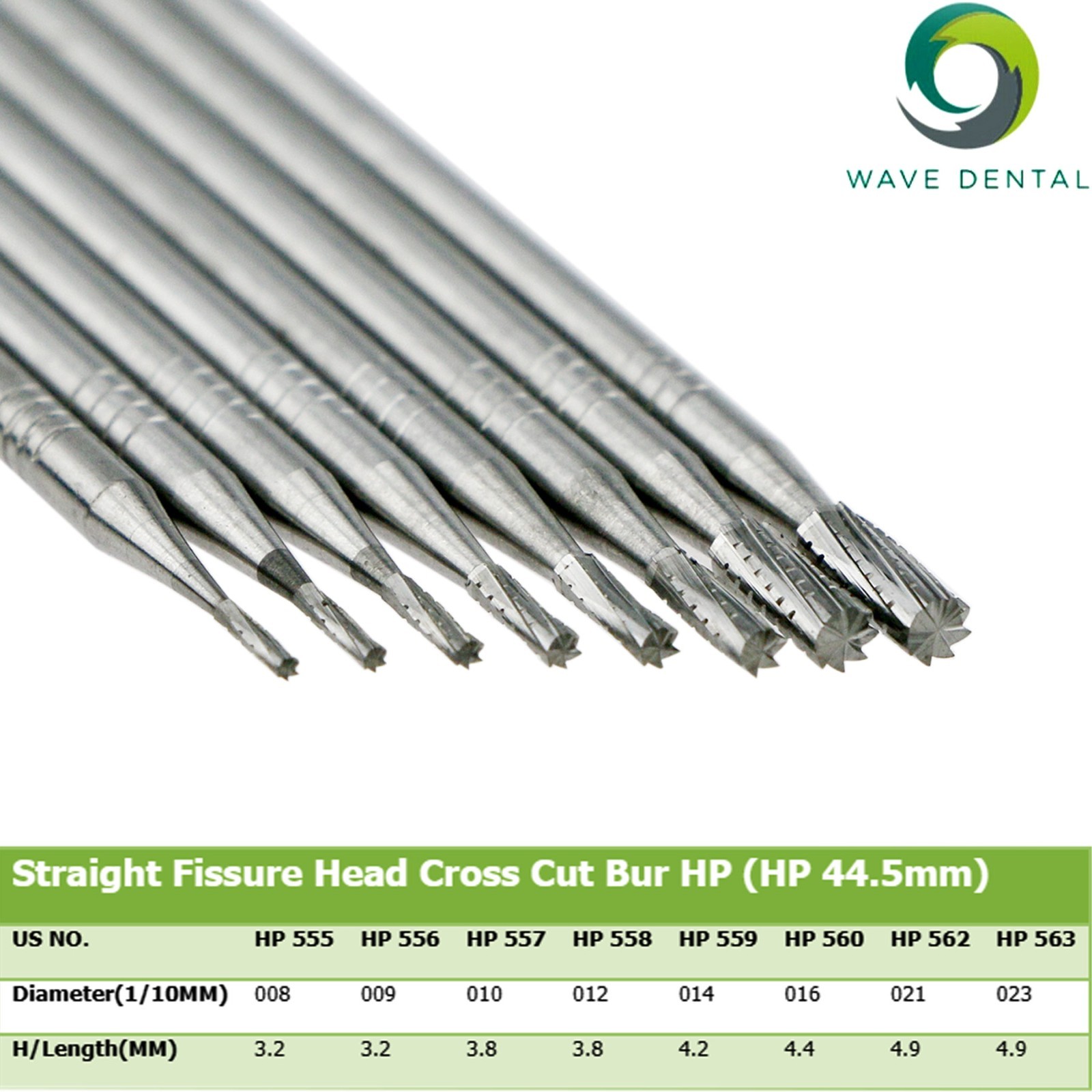 US Wave Dental Carbide Straight Fissure Surgical HP Burs For Low Speed Straight