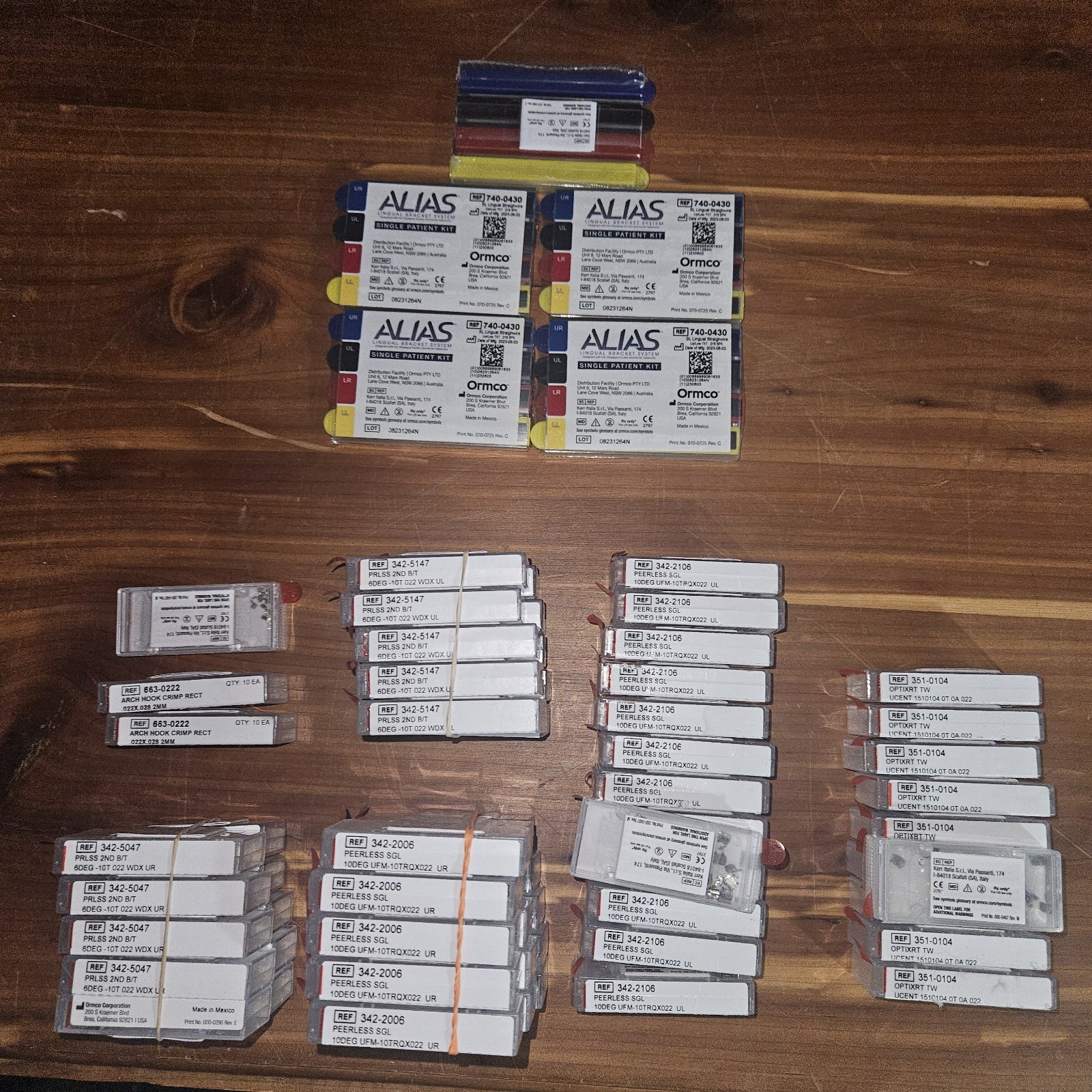 Ormco Orthodontic Surplus Lot 278 Packs Alias Bracket Alexander Archwire Tube