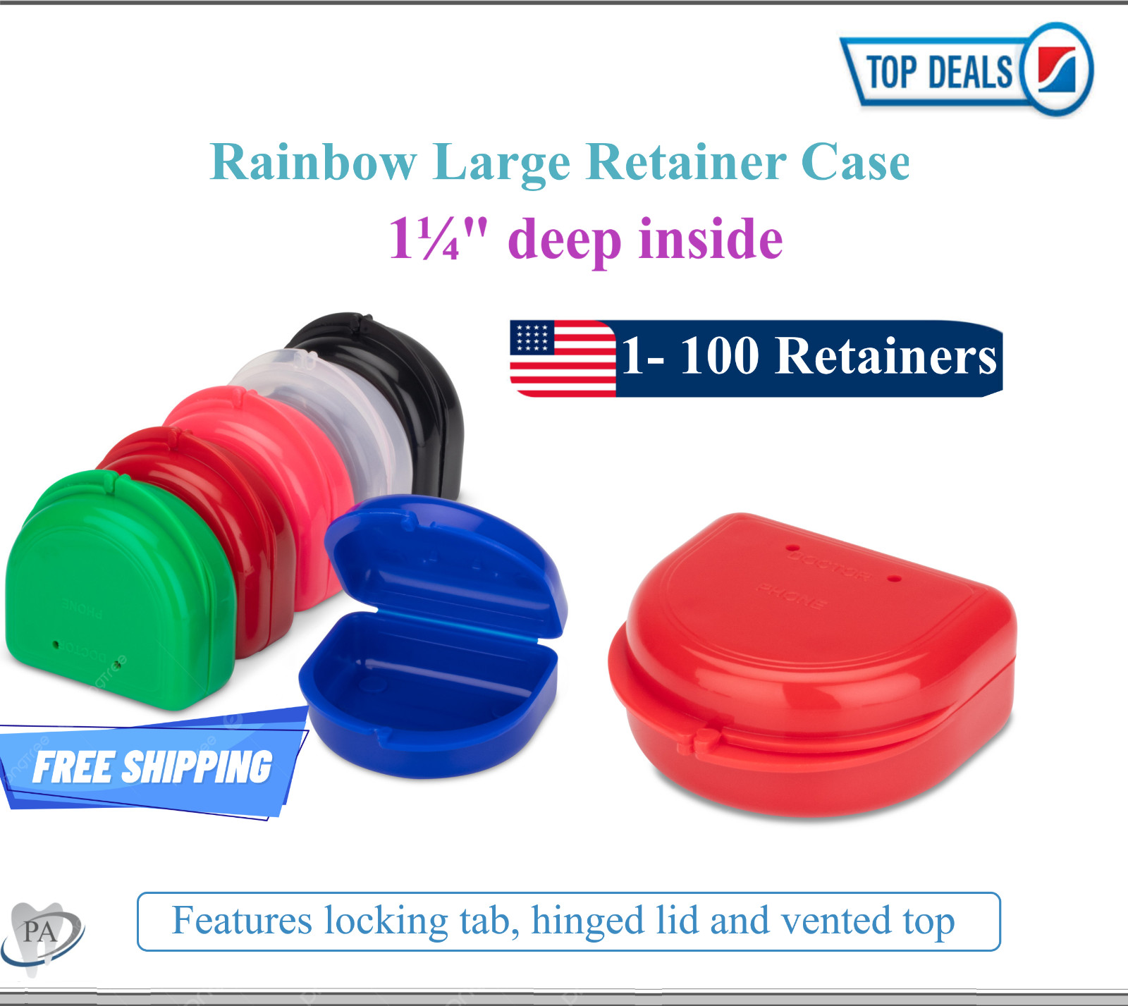 Dental Denture Box case carrier – 3′ Deep or Retainer Box – 1′ Deep, Upto 100Pk