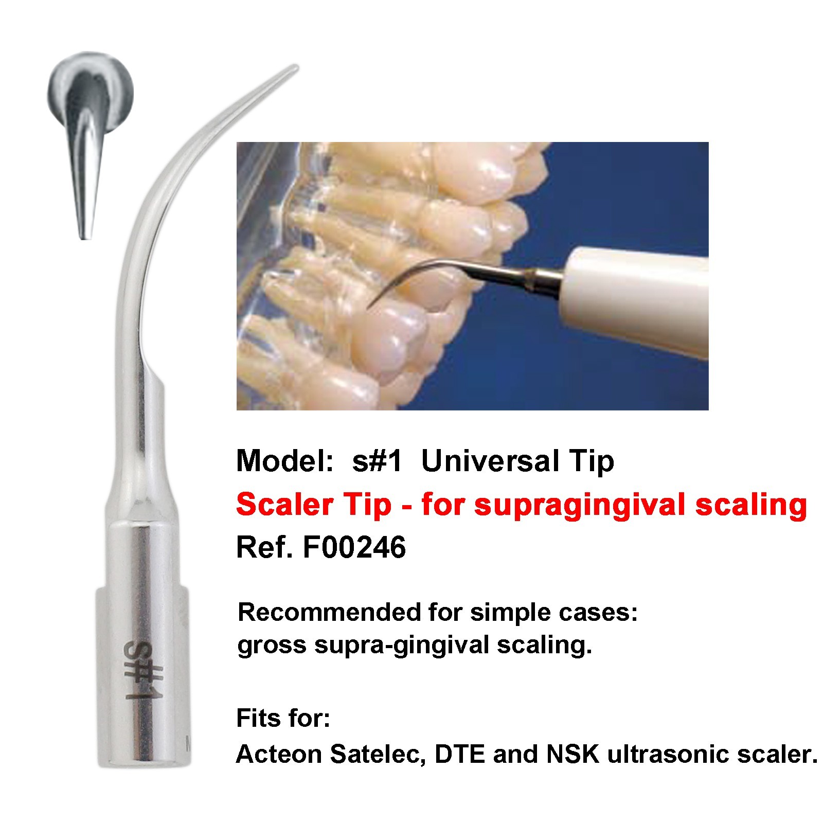 Newtron LED Scaler Handpiece F12609 Acteon Satelec Piezo Tips #1 #1S H3 10X GD1