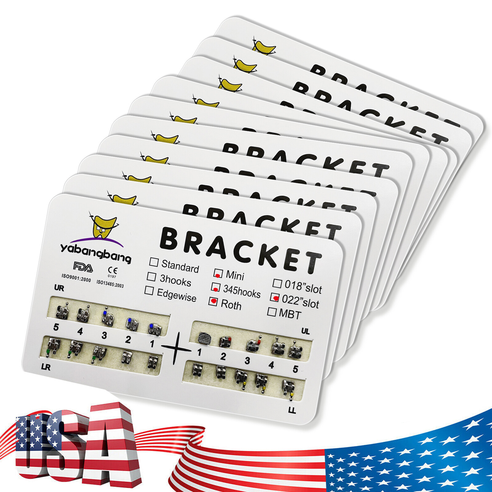 10-50 Packs USA Dental Orthodontic Bracket Braces Mini MBT 022 3-4-5 Hooks