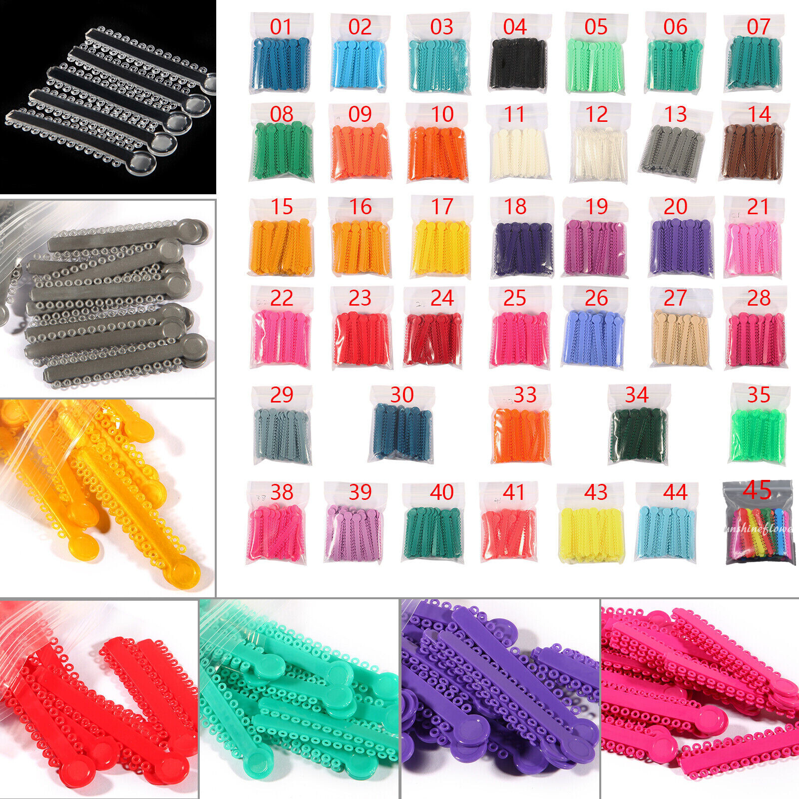 1040Pcs Dental Orthodontic Ligature Ties Ortho Elastic Power Ties/Metal Bracket