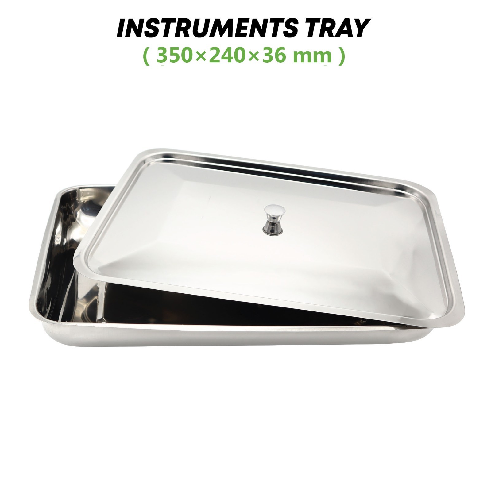 Instrument Tray with Lid & Handle Stainless Steel Surgical Dental Tray German