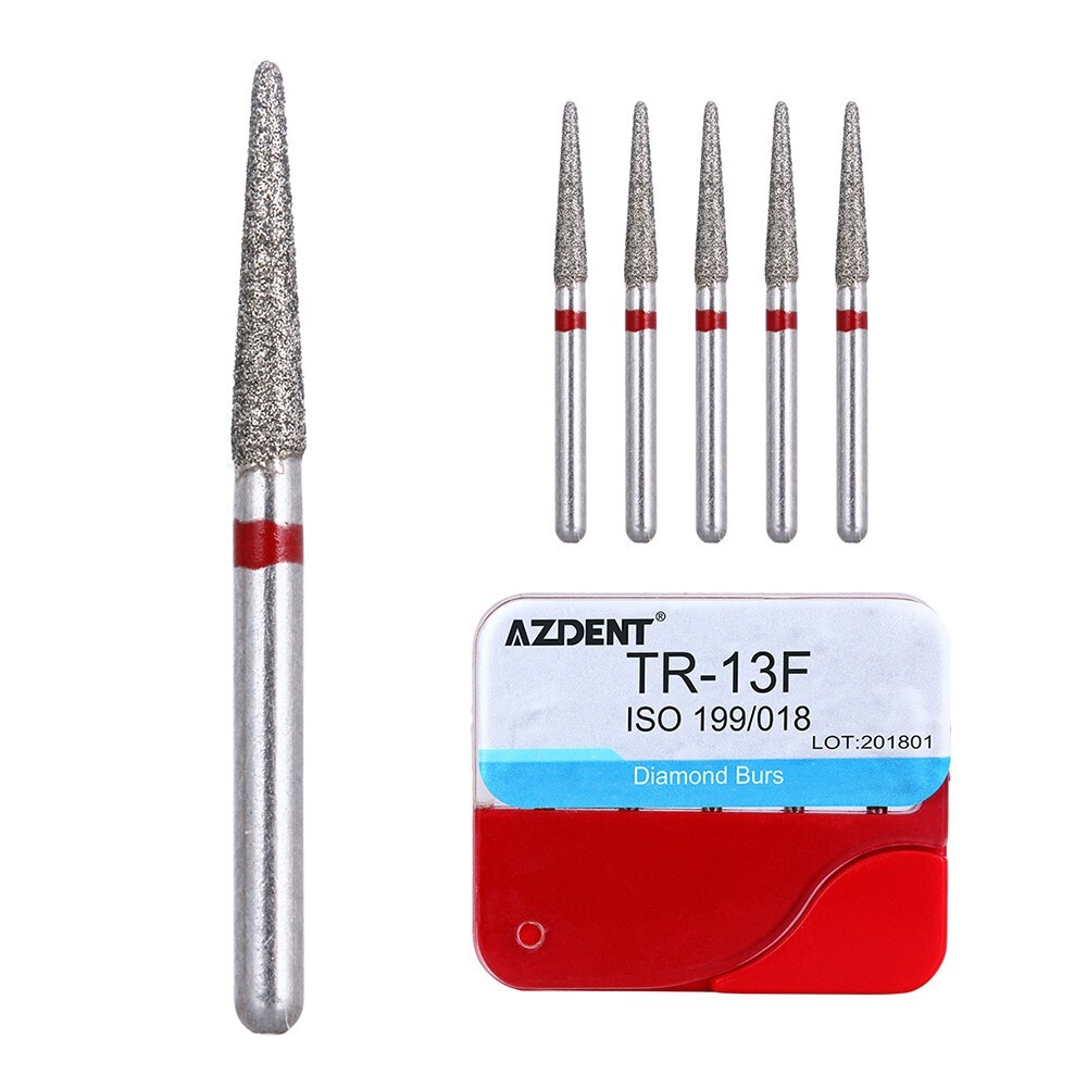 100Pcs AZDENT Dental Diamond Burs High Speed Handpiece Friction Grip 20 Types