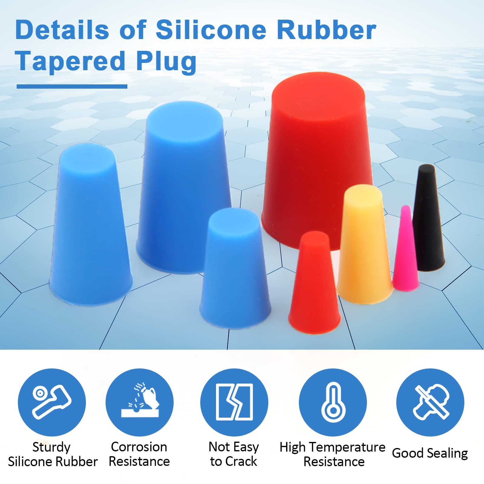 110 Pcs Silicone Rubber Tapered Plug High Temperature Hole Plugs for Painting