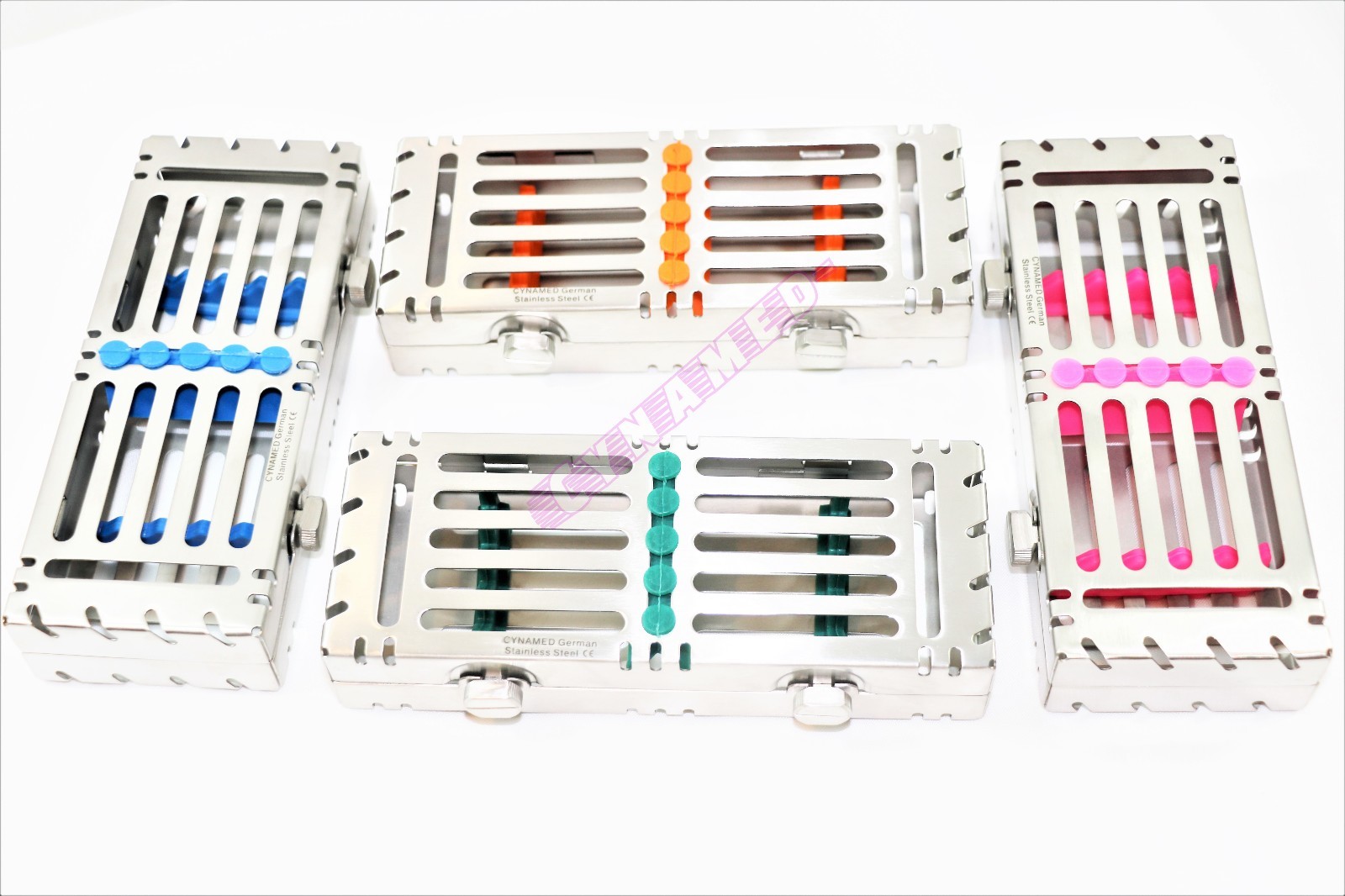 4 EA STERILIZATION CASSETTE WITH DOUBLE BUTTONS FOR 5 INSTRUMENTS AUTOCLAVABLE