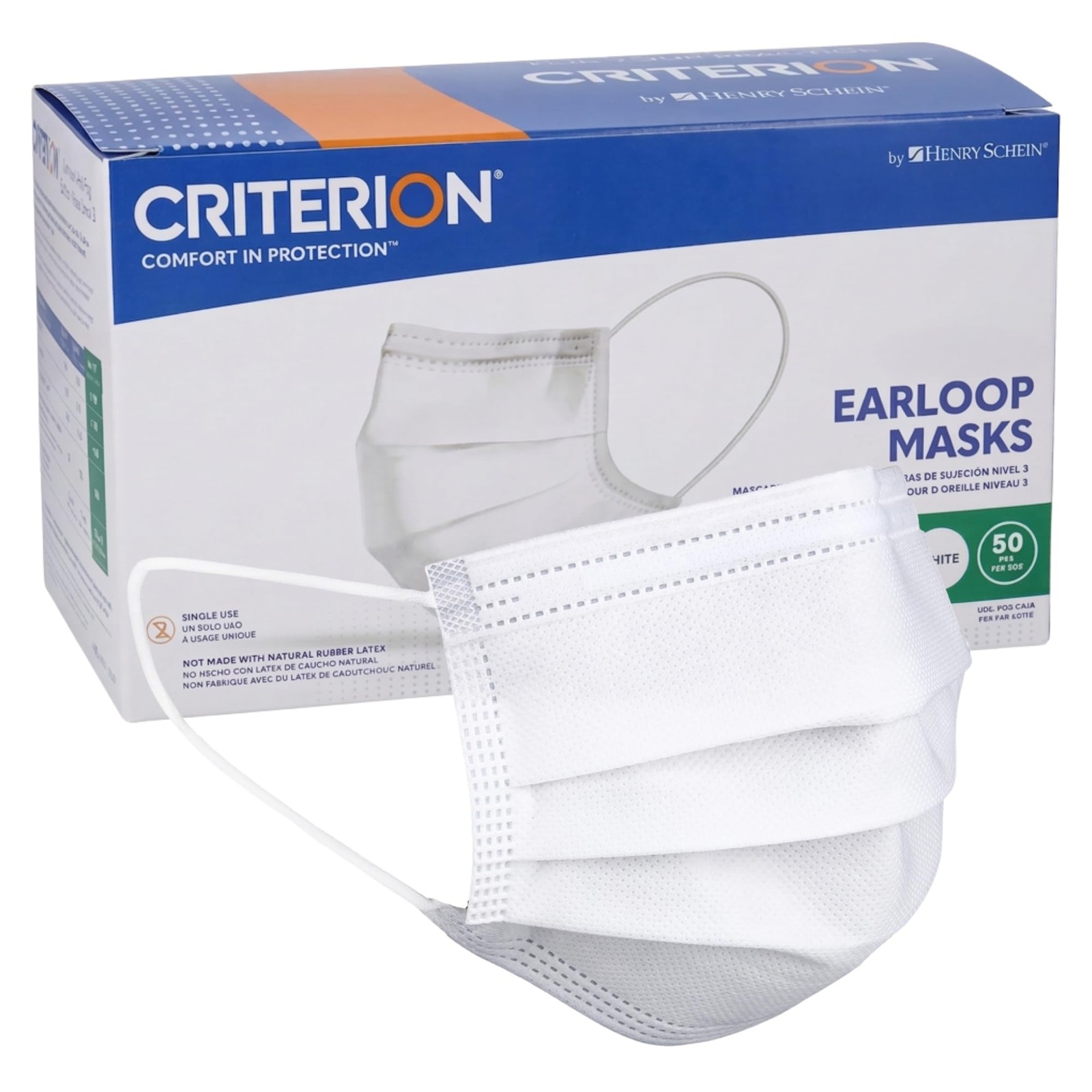 Criterion ASTM Level 3 Disposable Face Mask – White, 3-Ply, Fluid Resistant, …