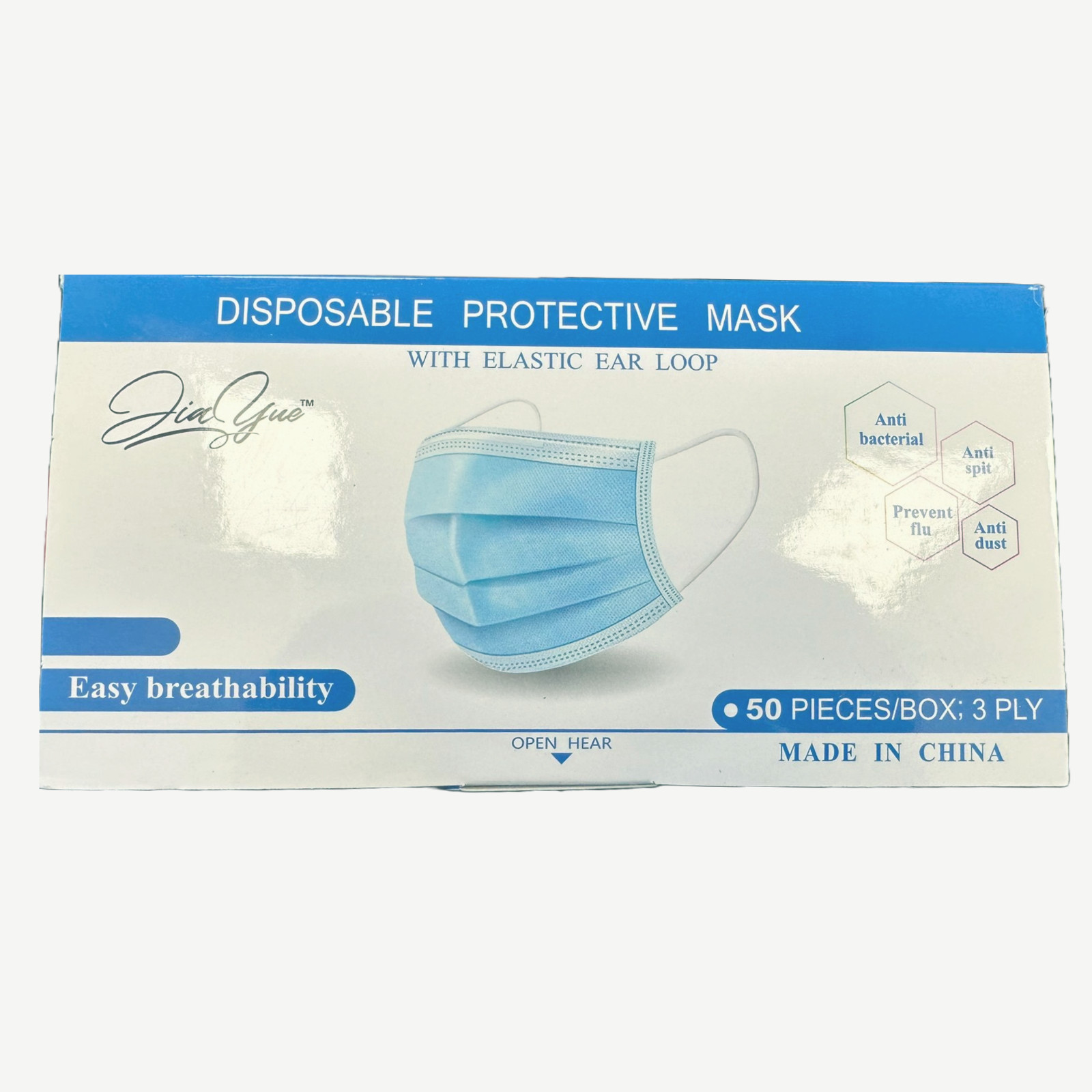 100 Pcs Blue 3-Ply Safety Face Mask – Disposable Non Medical Surgical +Ear bands