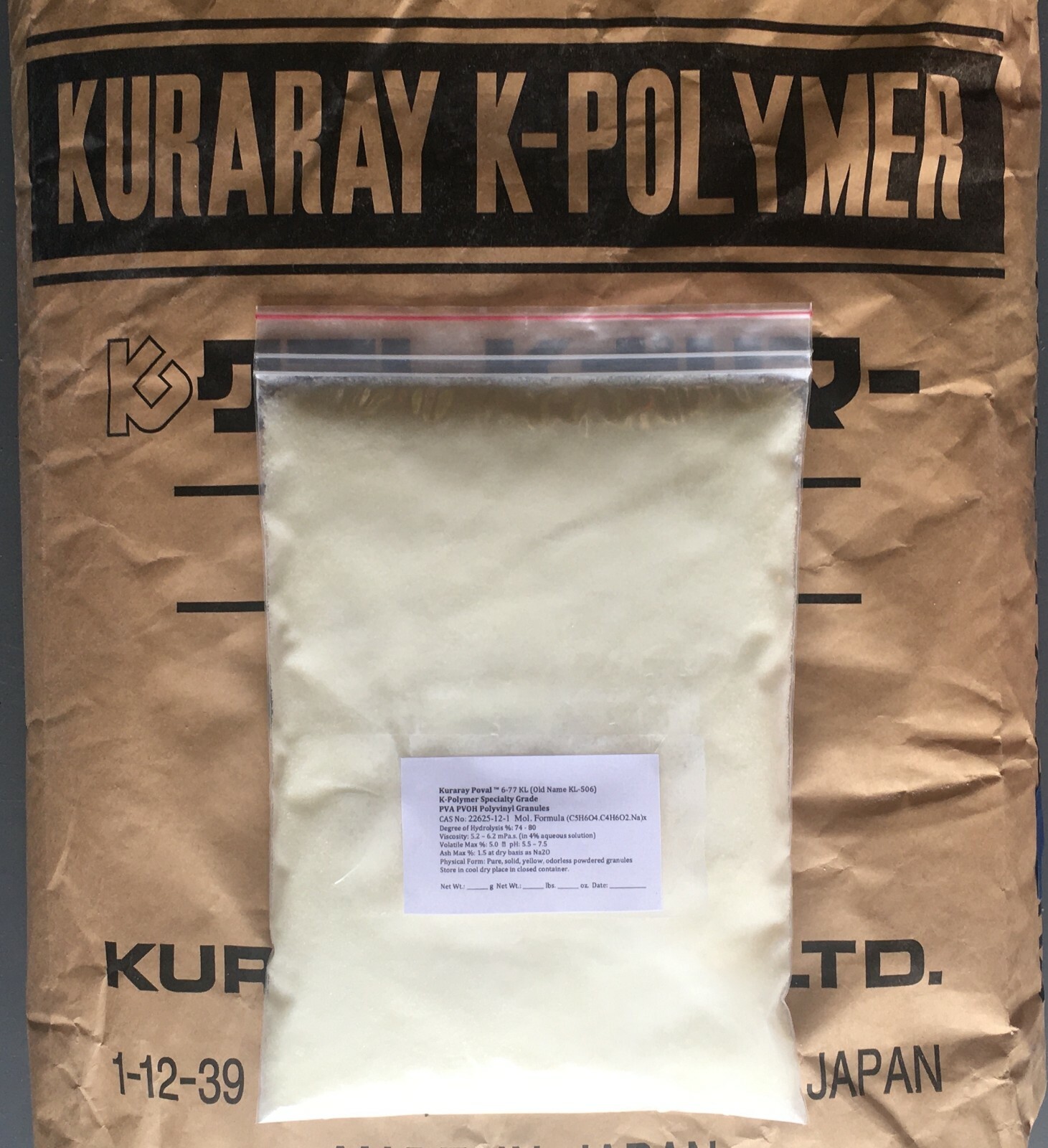 Polyvinyl Alcohol 500g PVA PVOH Kuraray Poval 6 77 KL Polymer 22625 12 1 KL 506