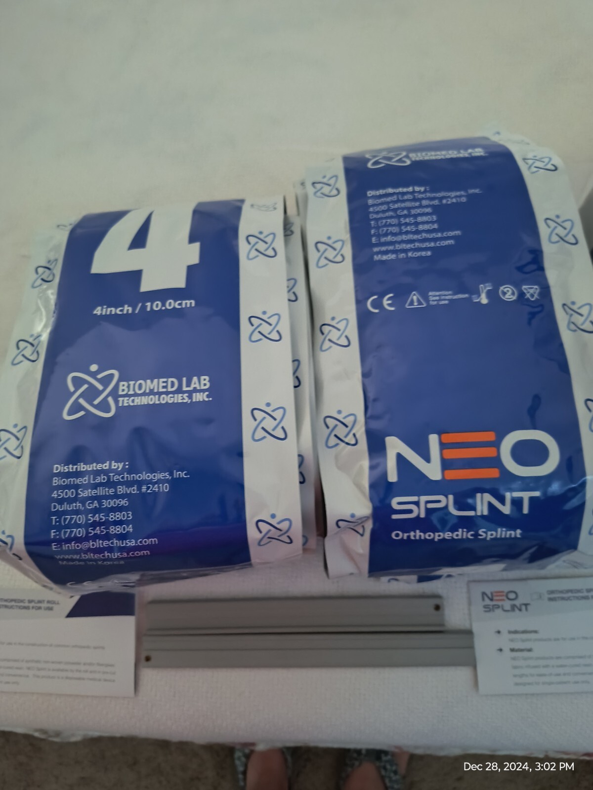 NEO Orthopedic Splint 4 inchx5yards/2 New Sealed Rolls/ Orange/