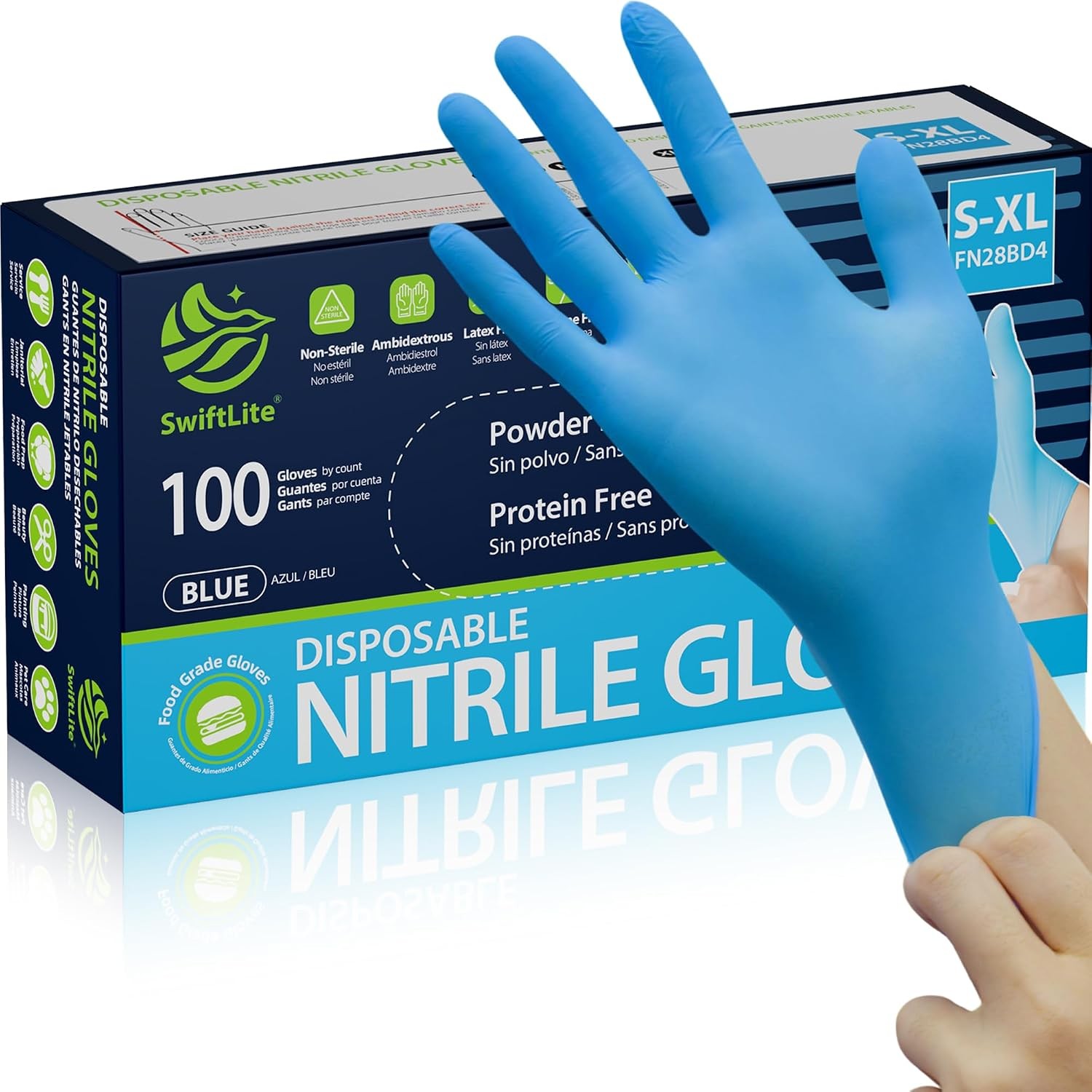 Nitrile Gloves, Food Safe Disposable Gloves Latex Free, Blue Rubber Gloves