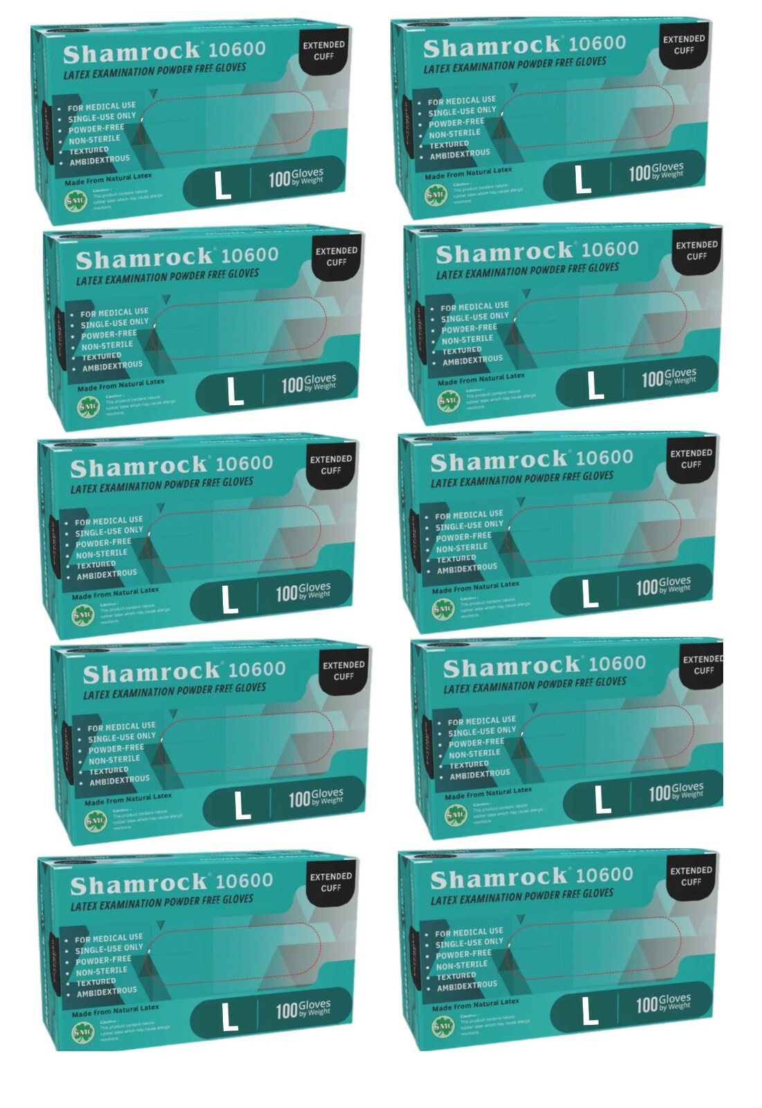 Shamrock Examination Extended Cuff Latex Glove 1000 PCS series 10600 7 MIL