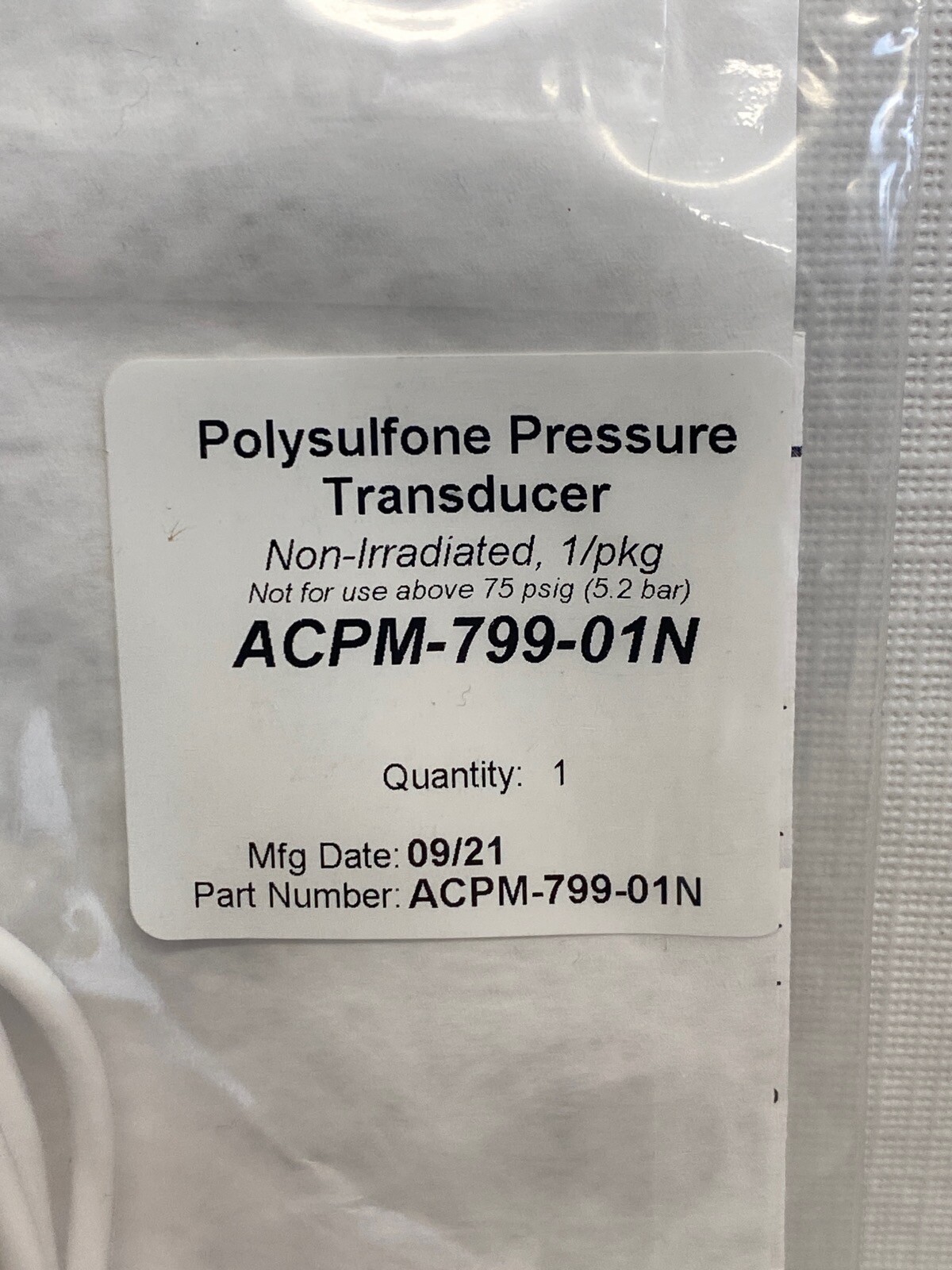 REPLIGEN Disposable PS Pressure Transducer Luer Non-Sterile ACPM-799-01N