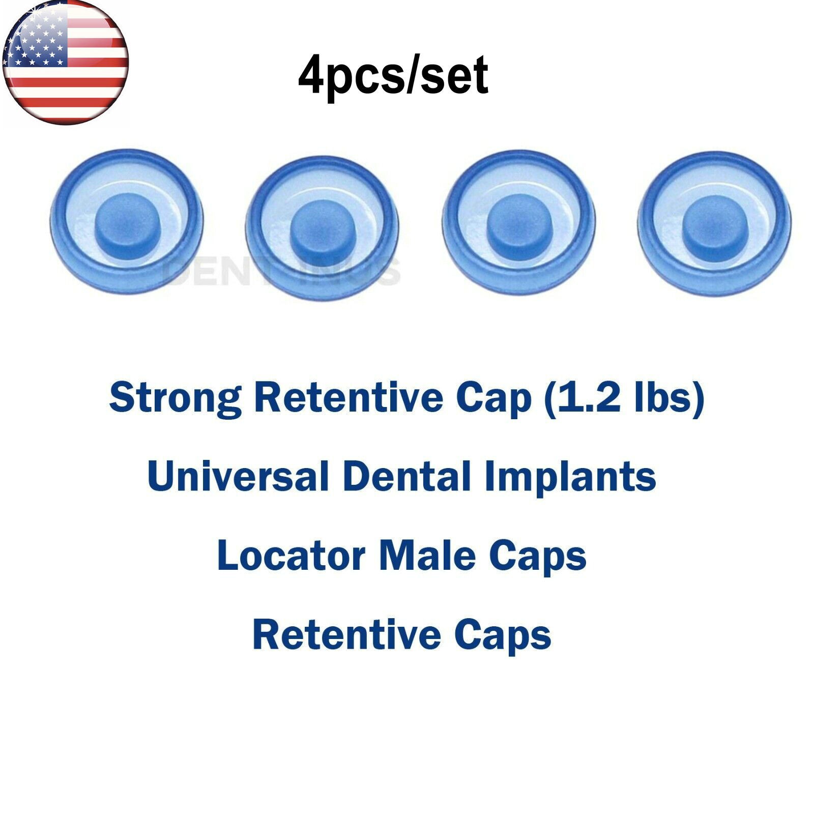 US 1.2lbs Strong Retentive Overdenture Male Caps Blue Xtra-Soft Retentive Cap