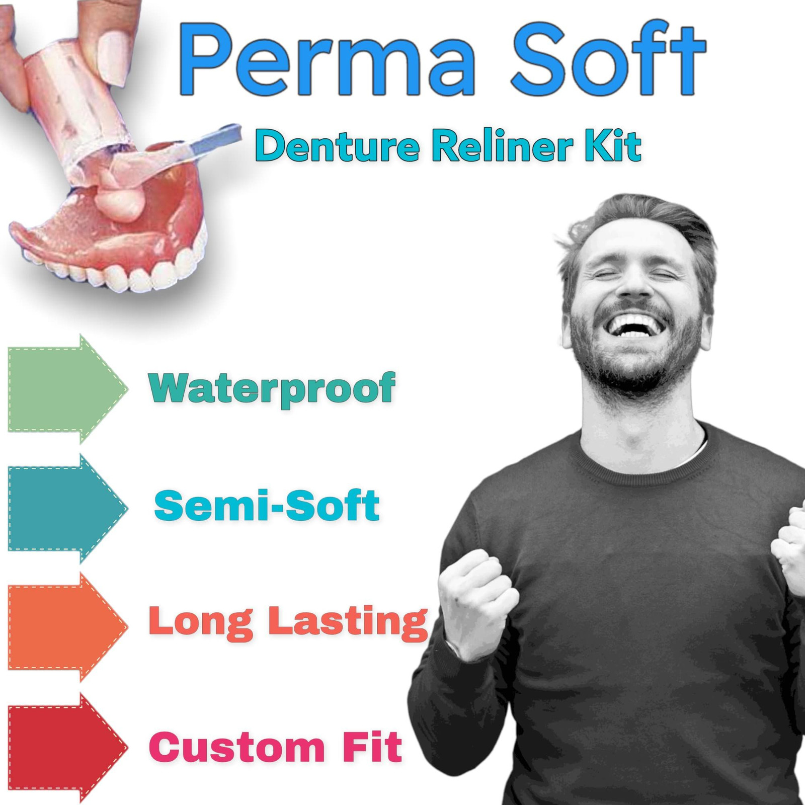 Perma Soft Denture Reline Kit- 2 Boxes (relines 4 2 Count (Pack of 1), White