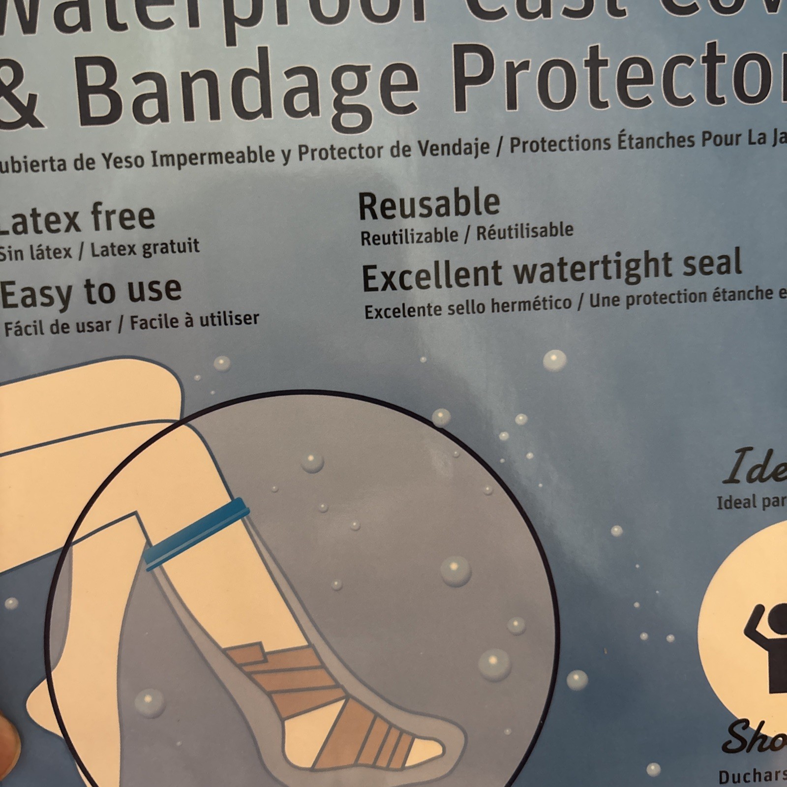 Water Proof Leg Cast Cover Or Bandage Protector For Shower – 1 Count , Clear